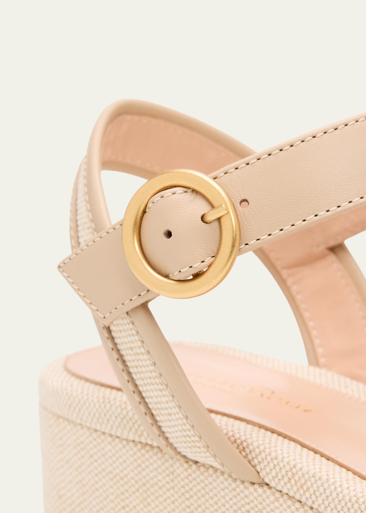 Gianvito Rossi 70mm Platform Linen Sandals - Bergdorf Goodman