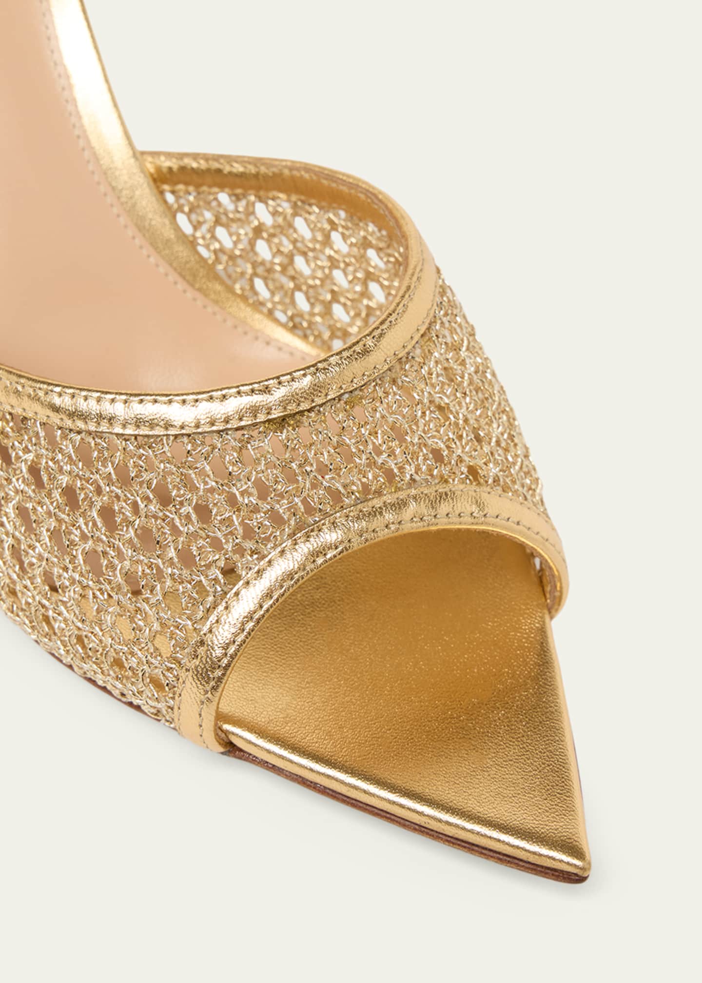 Gianvito Rossi 70mm Sienna Metallic Knit Mule Sandals - Bergdorf