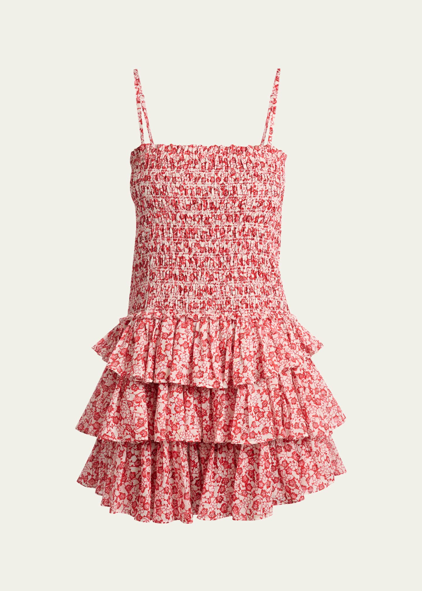 Isabel Marant Etoile Elodie Ruffled Floral Print Mini Dress - Red