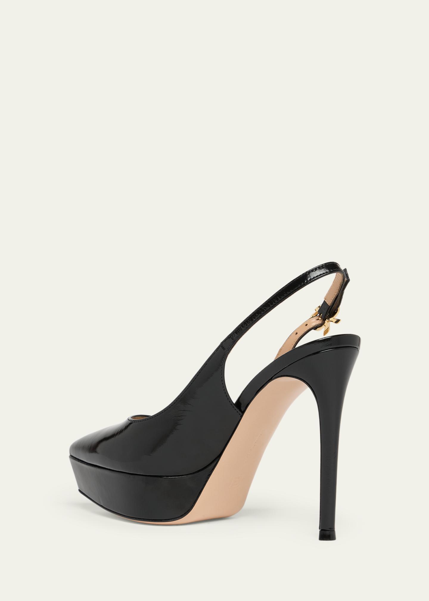 Gianvito Rossi 85mm Dasha Patent Leather Platform Slingback Pumps 