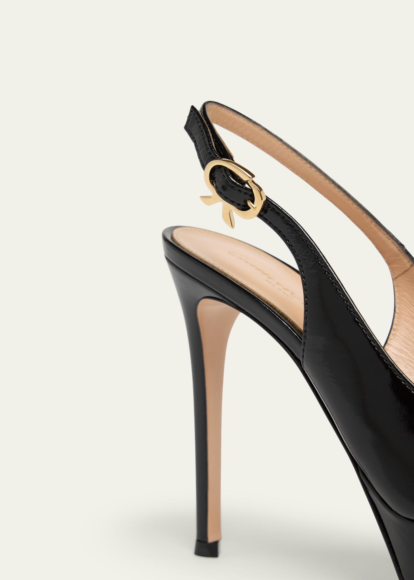 Gianvito Rossi 85mm Dasha Patent Leather Platform Slingback Pumps 