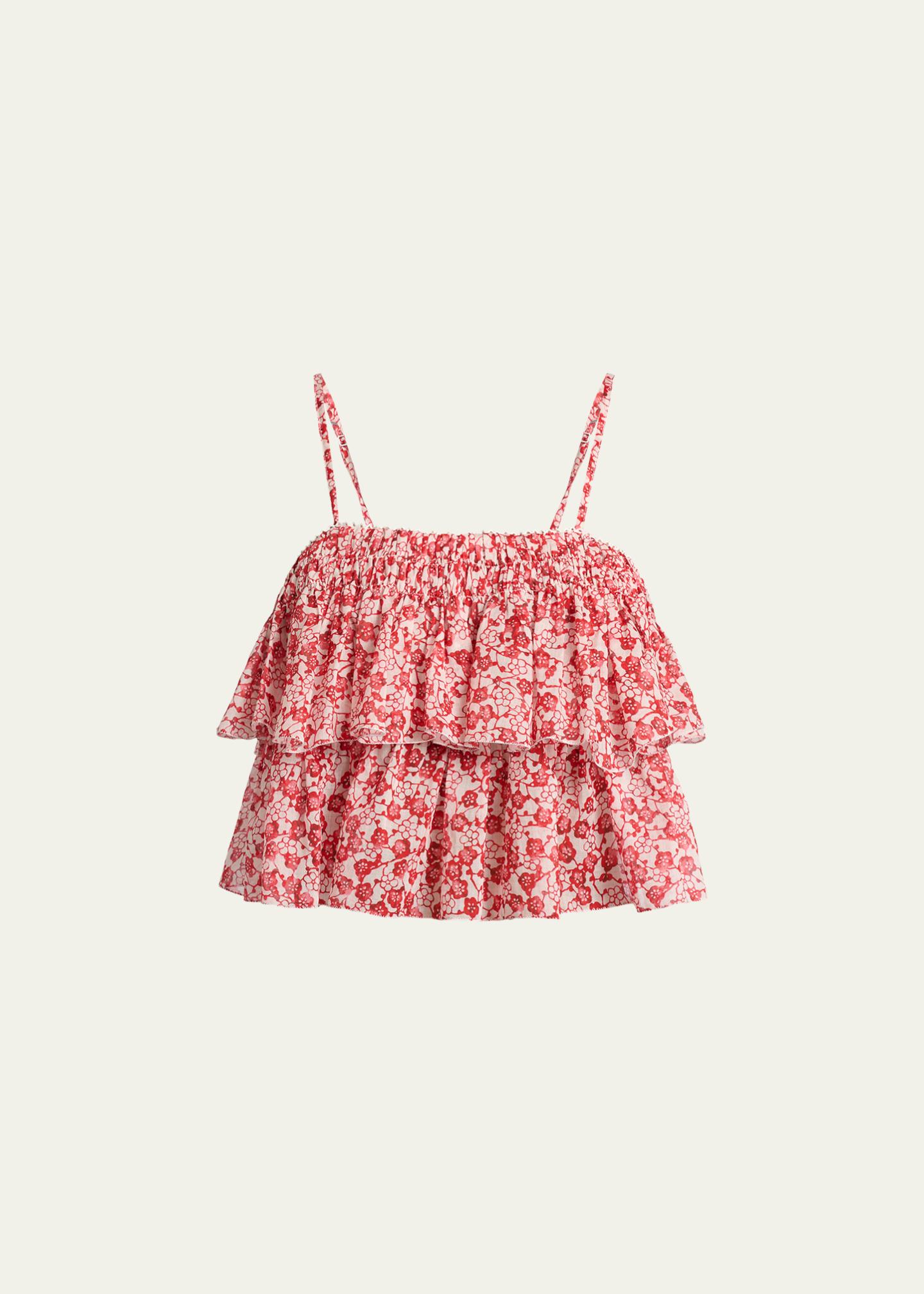 ISABEL ÉTOILE MARANT フラワープリント クロップドトップス Etoile Isabel Marant Erisa Floral-Print Tiered Ruffle Crop Top