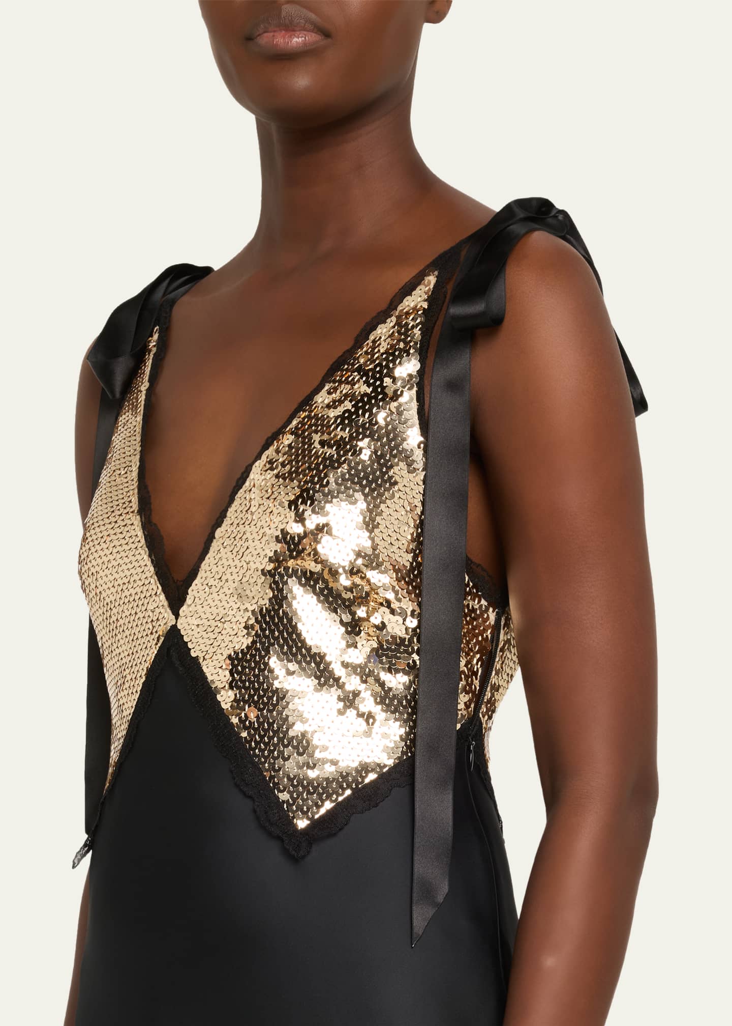 slim fit dress slacks LoveShackFancy Dress, Black/Gold, Size 4 – Uncommon Collective main image 1