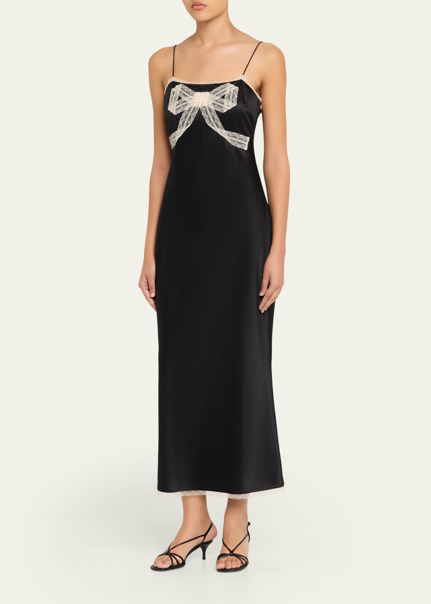 LoveShackFancy Isolie Lace Bow Maxi Dress - Black