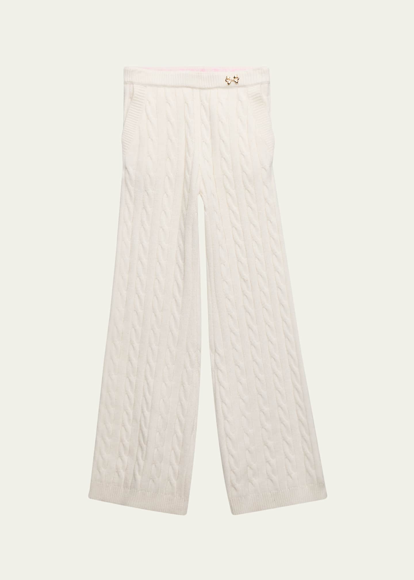 andmary Sugar knit cable pants ivory Cable Knit Resort Pants - Cream