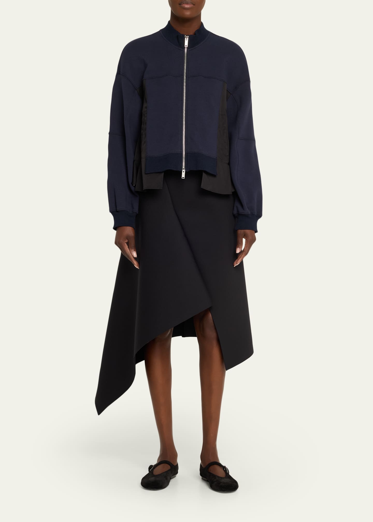 3.1 Phillip Lim ウールロングスリーブジップジャケット 3.1 Phillip Lim Asymmetric Sport Jacket with Ripstop Panels