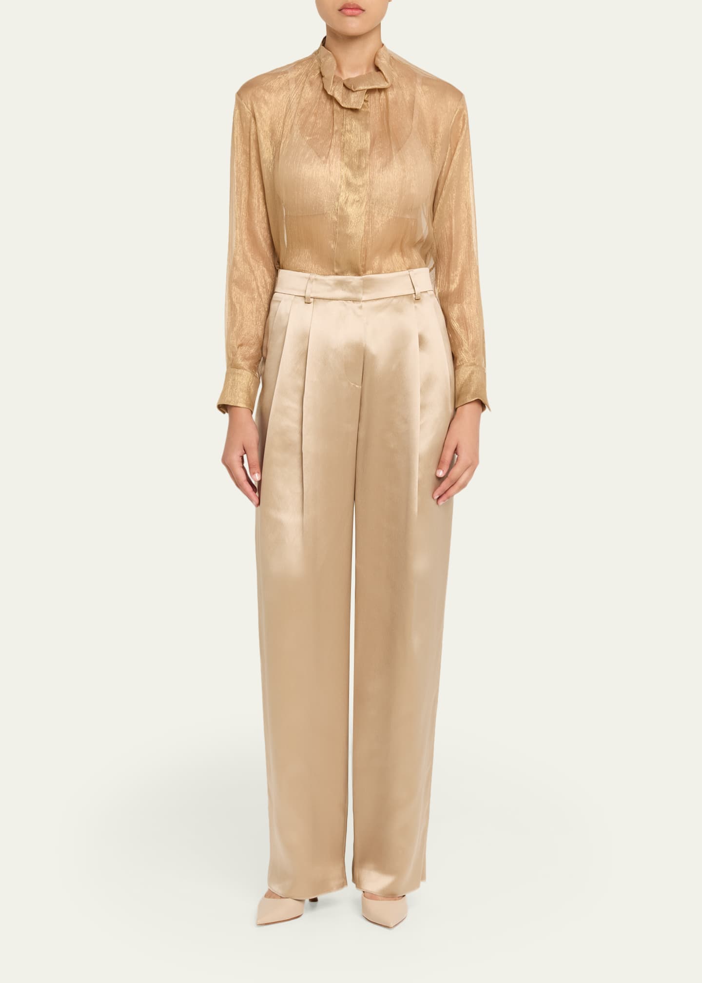 Giorgio Armani Metallic Silk Button-Down Shirt - Bergdorf Goodman