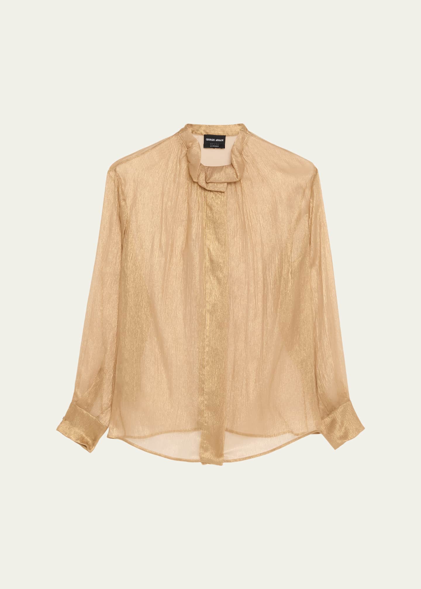Giorgio Armani Metallic Silk Button-Down Shirt - Bergdorf Goodman