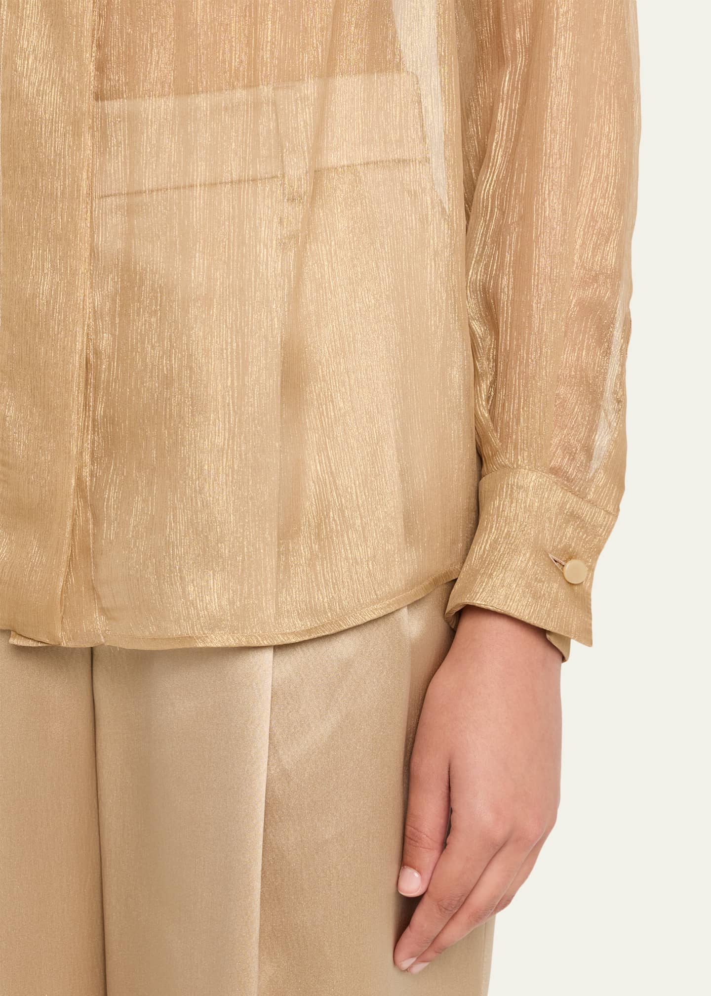 Giorgio Armani Metallic Silk Button-Down Shirt - Bergdorf Goodman