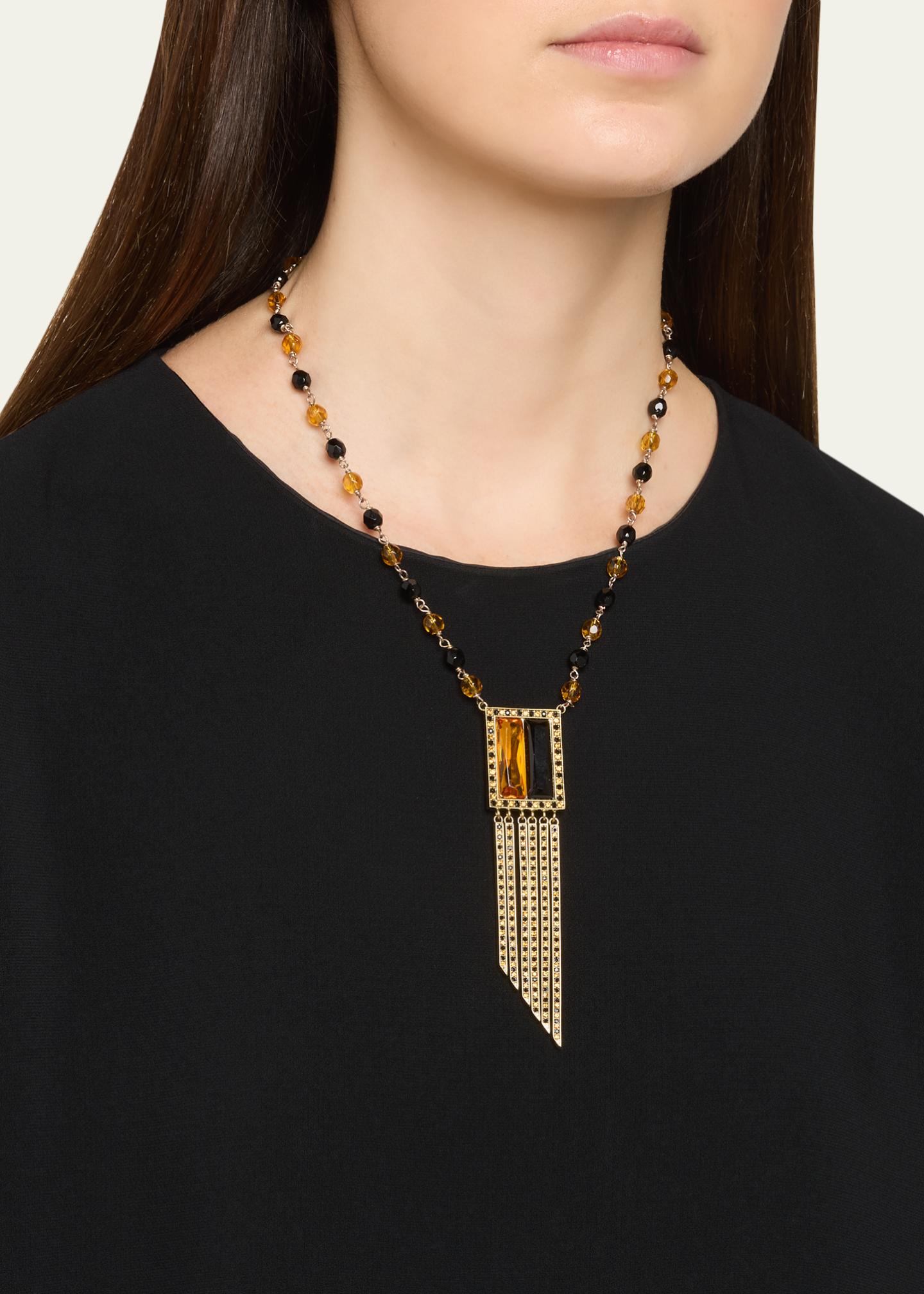 Giorgio Armani Swarovski® Crystal Fringe Pendant Long Necklace 