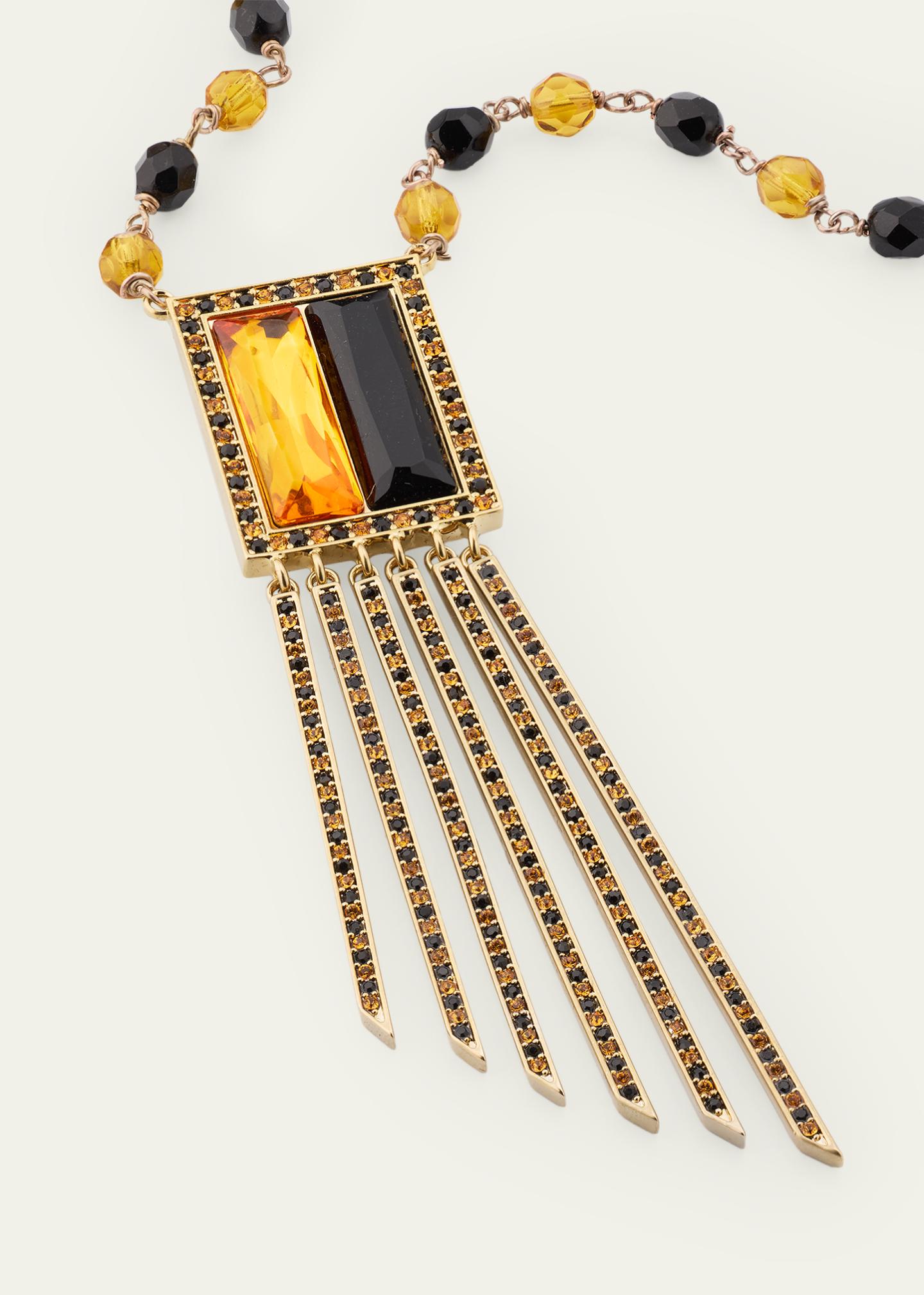 Giorgio Armani Swarovski® Crystal Fringe Pendant Long Necklace 