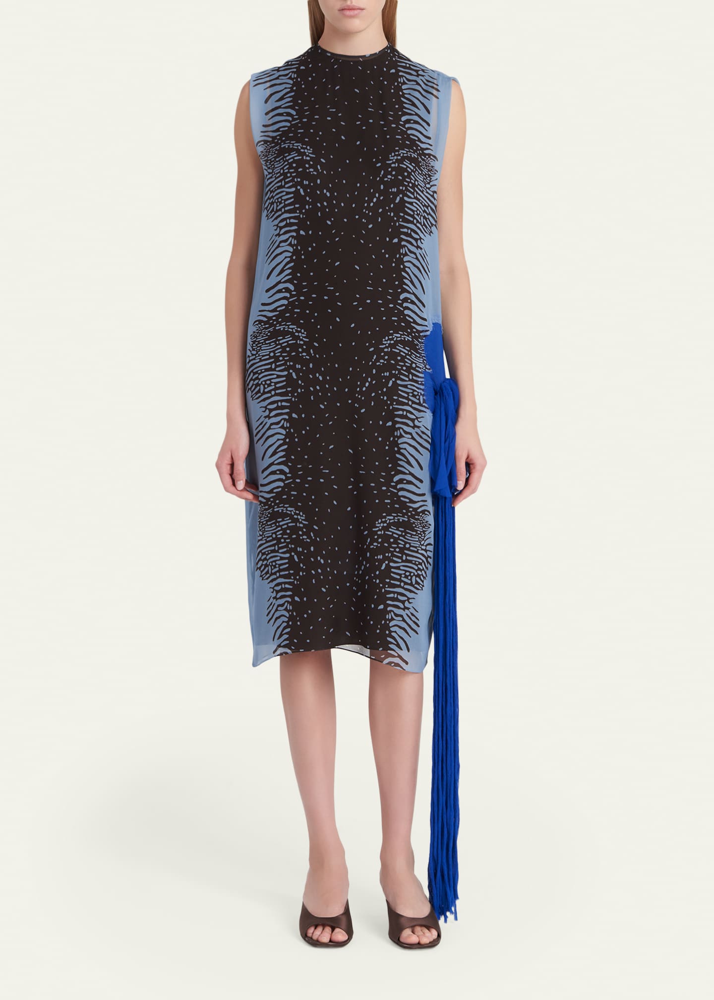 Ferragamo Cuttle Fish Print Silk Sleeveless Shift Dress - Bergdorf