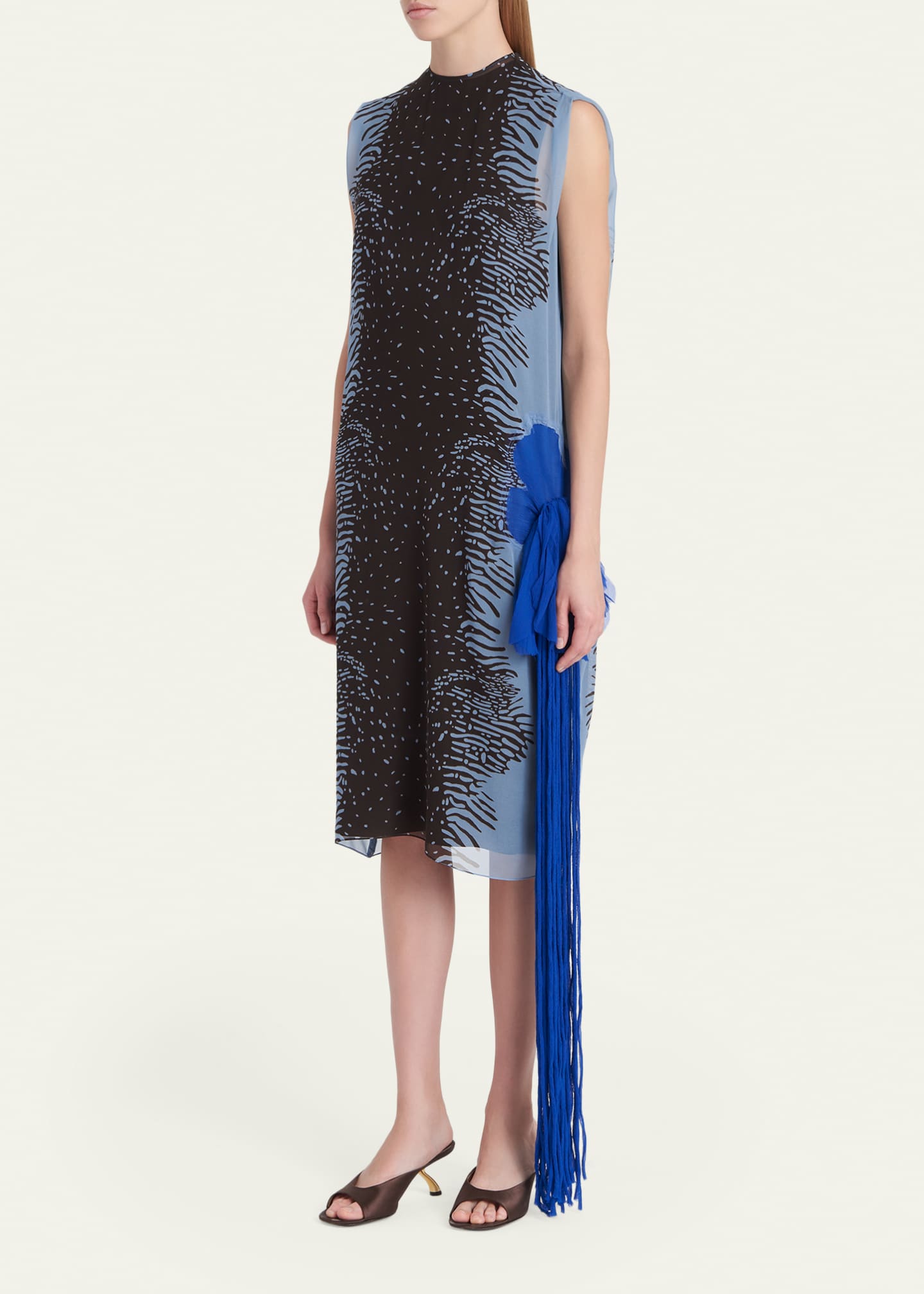 ferragamo blue dress Ferragamo Women Knit dress with Rooster print inserts Blue