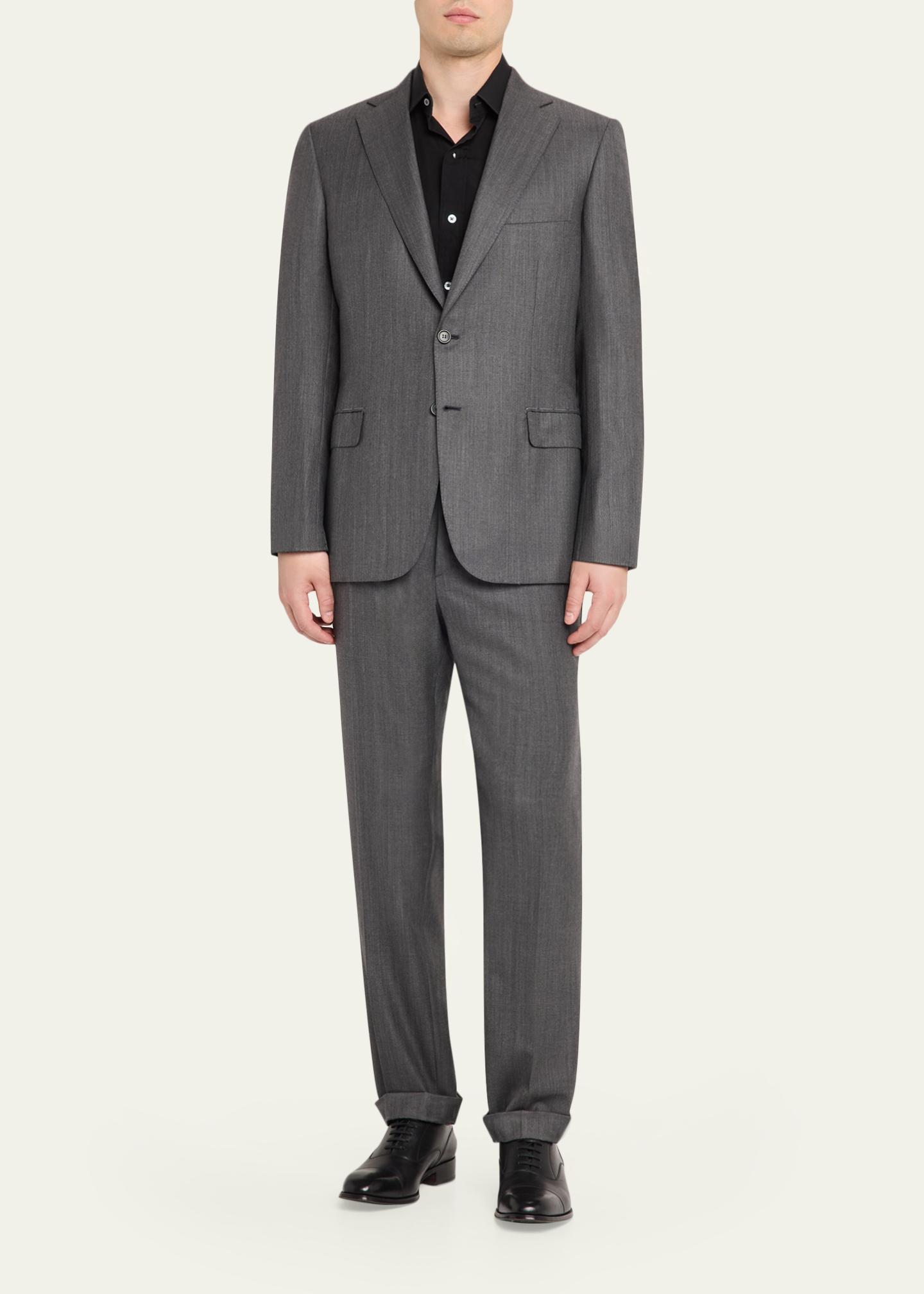 Brioni Men's Tonal Herringbone Wool-Silk Two-Piece Suit - Bergdorf