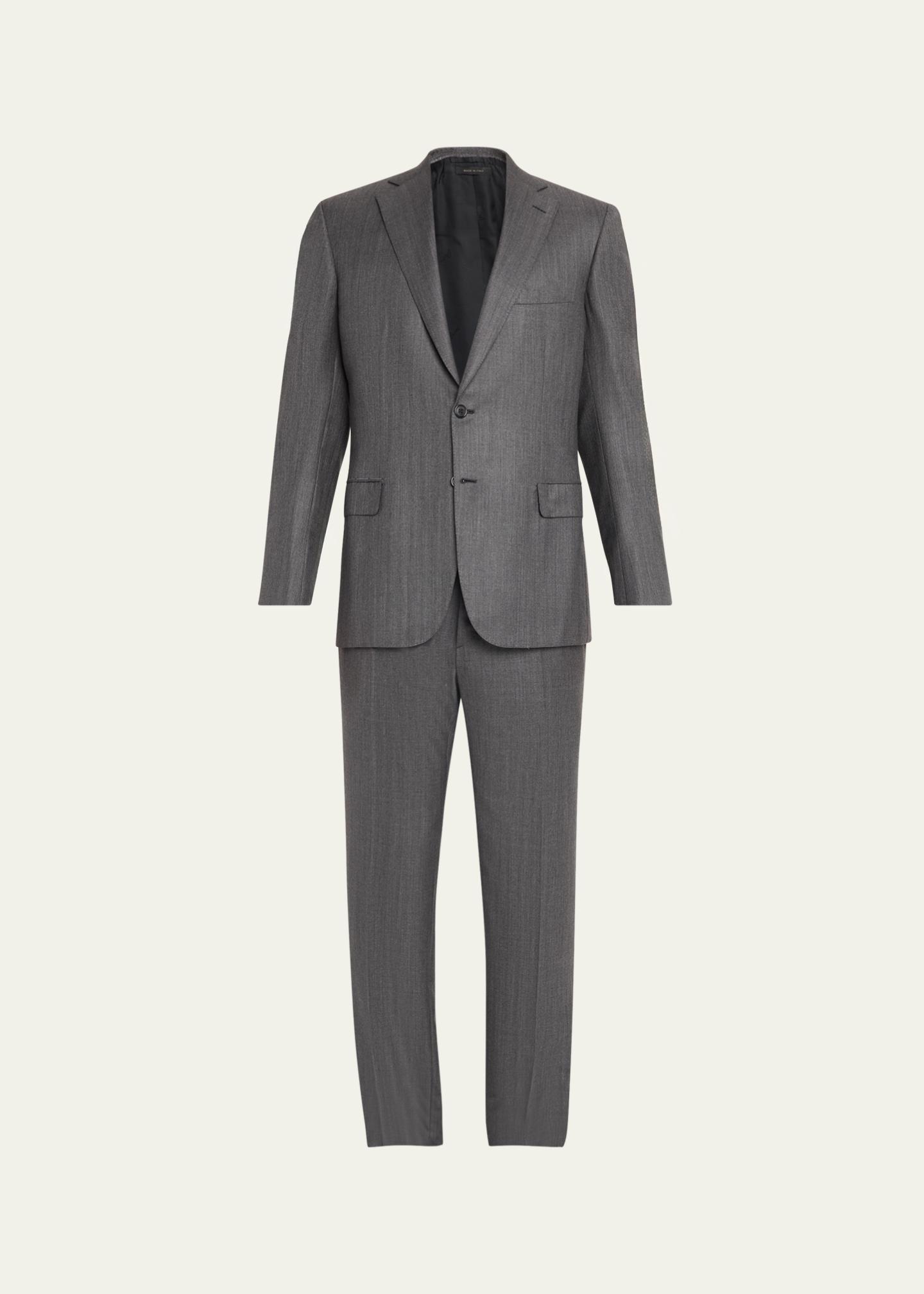 Brioni Men's Tonal Herringbone Wool-Silk Two-Piece Suit - Bergdorf