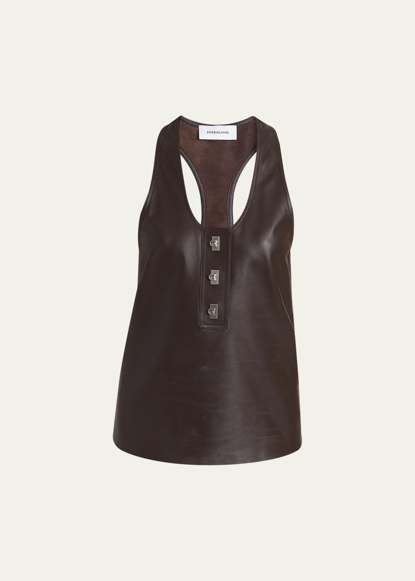 フェラガモ♡タンクトップ FERRAGAMO Toggle Nappa Leather Racerback 