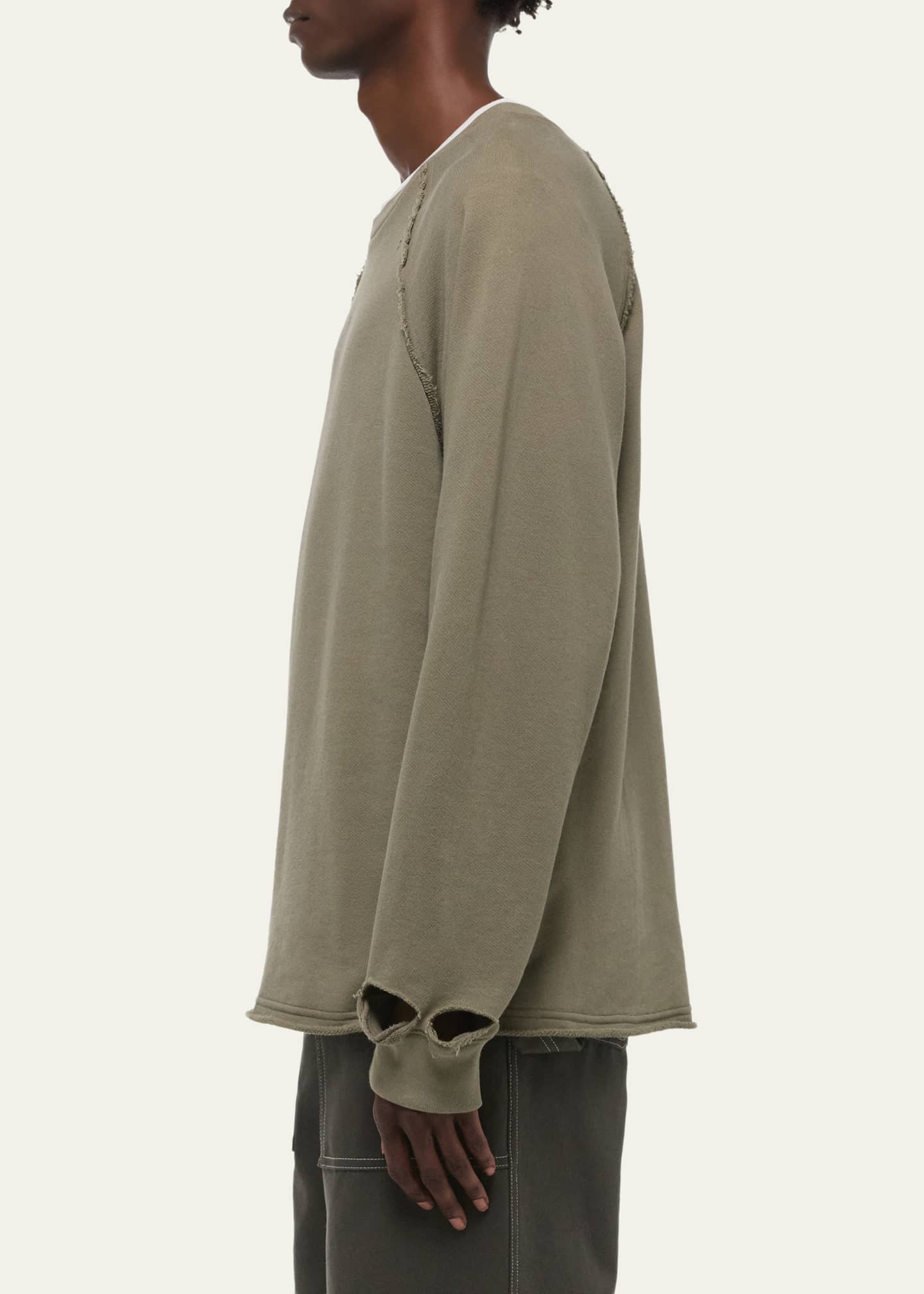 Helmut Lang Men's Destroyed Cotton Crewneck Sweatshirt - Bergdorf