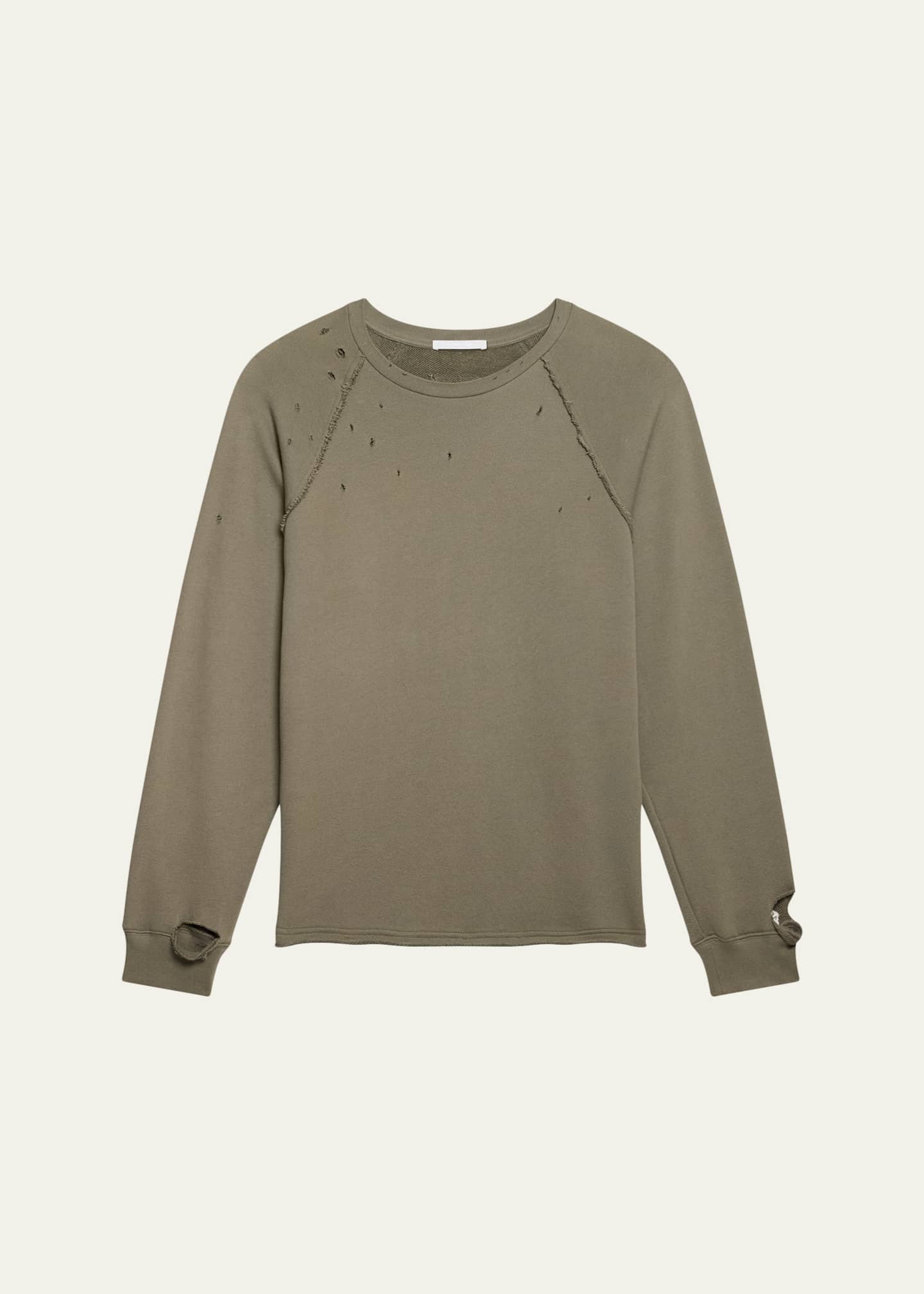 Helmut Lang Men's Destroyed Cotton Crewneck Sweatshirt - Bergdorf