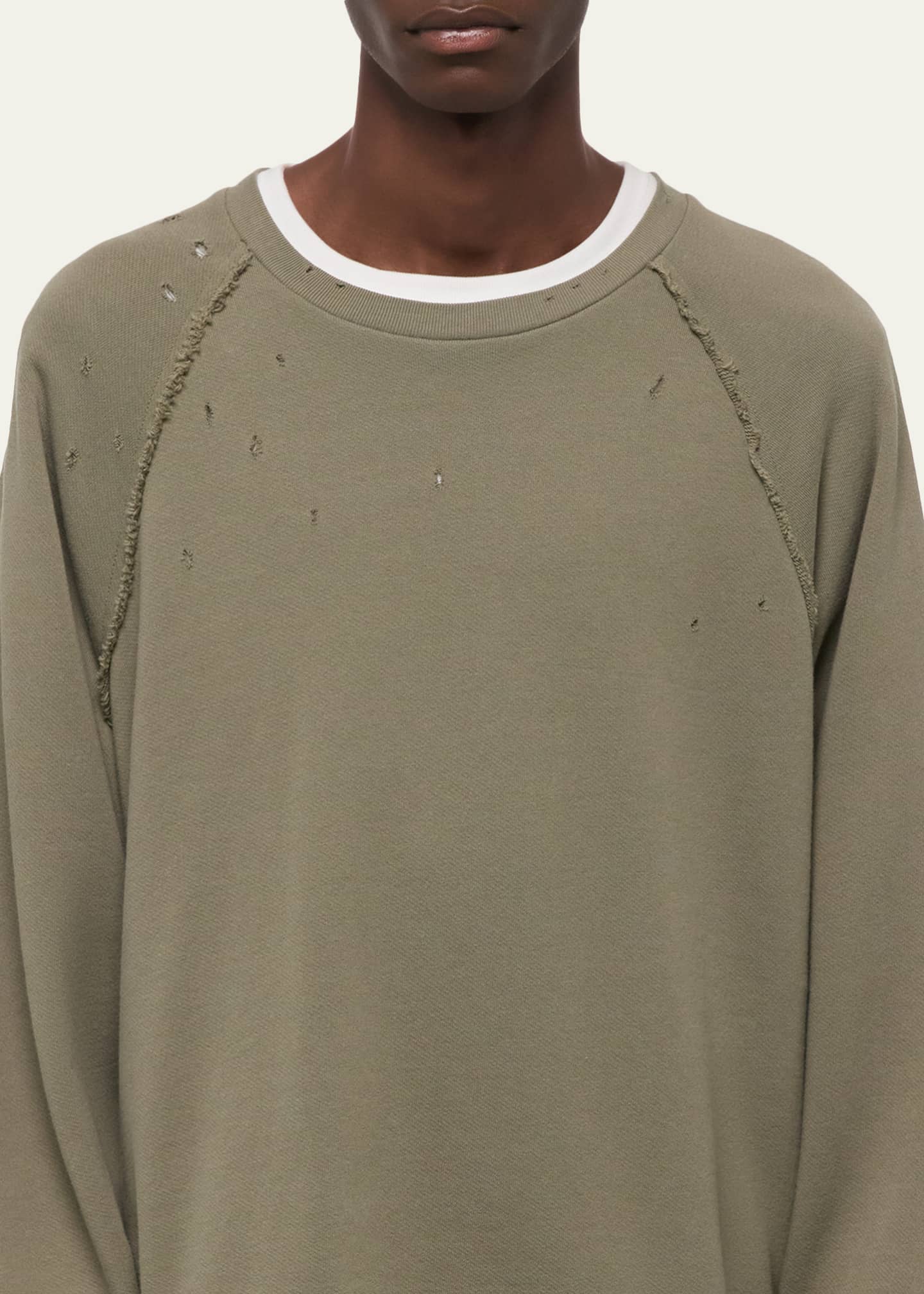 Helmut Lang Men's Destroyed Cotton Crewneck Sweatshirt - Bergdorf