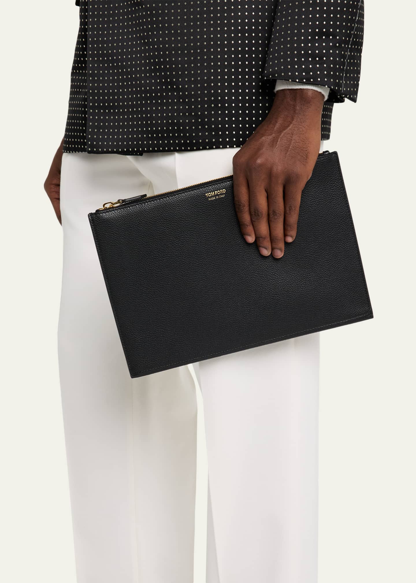 TOM FORD Men's Leather Flat Pouch with Strap - Bergdorf Goodman