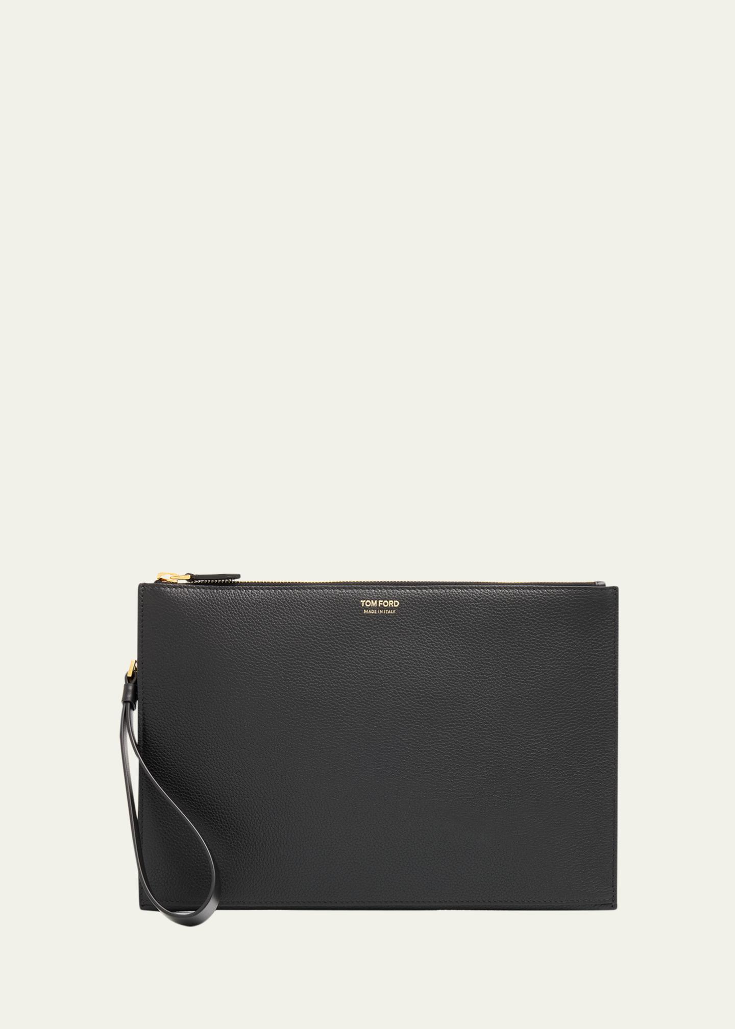 TOM FORD Men's Leather Flat Pouch with Strap - Bergdorf Goodman