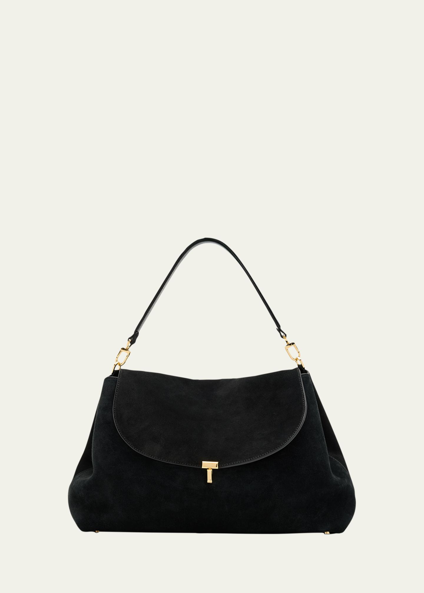 Toteme T-Lock Suede Shoulder Bag - Bergdorf Goodman