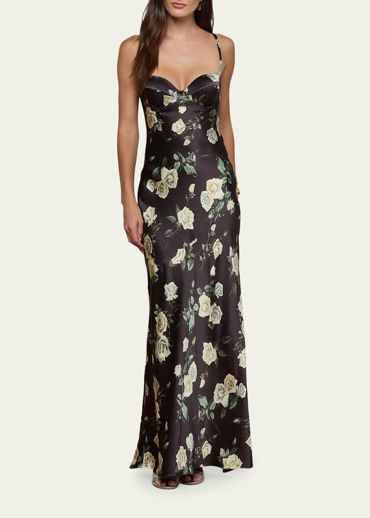 bias cut silk dress Satin Slip in Black neck gown crafted from luxurious silky fabric L'agence - Sayla Silk Gown