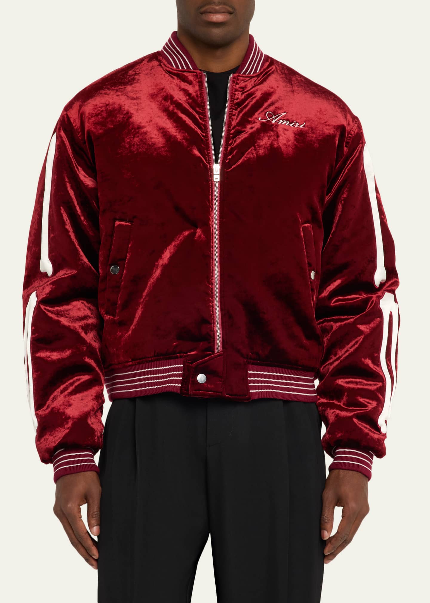 Amiri Bones Satin Bomber Jacket - Bergdorf Goodman
