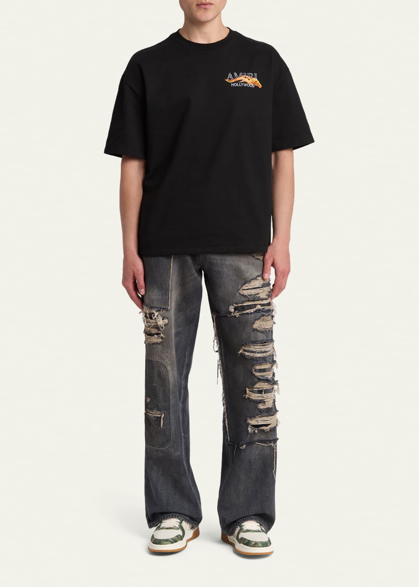 Amiri Men's Distressed Stretch Straight-Fit Jeans - Bergdorf Goodman