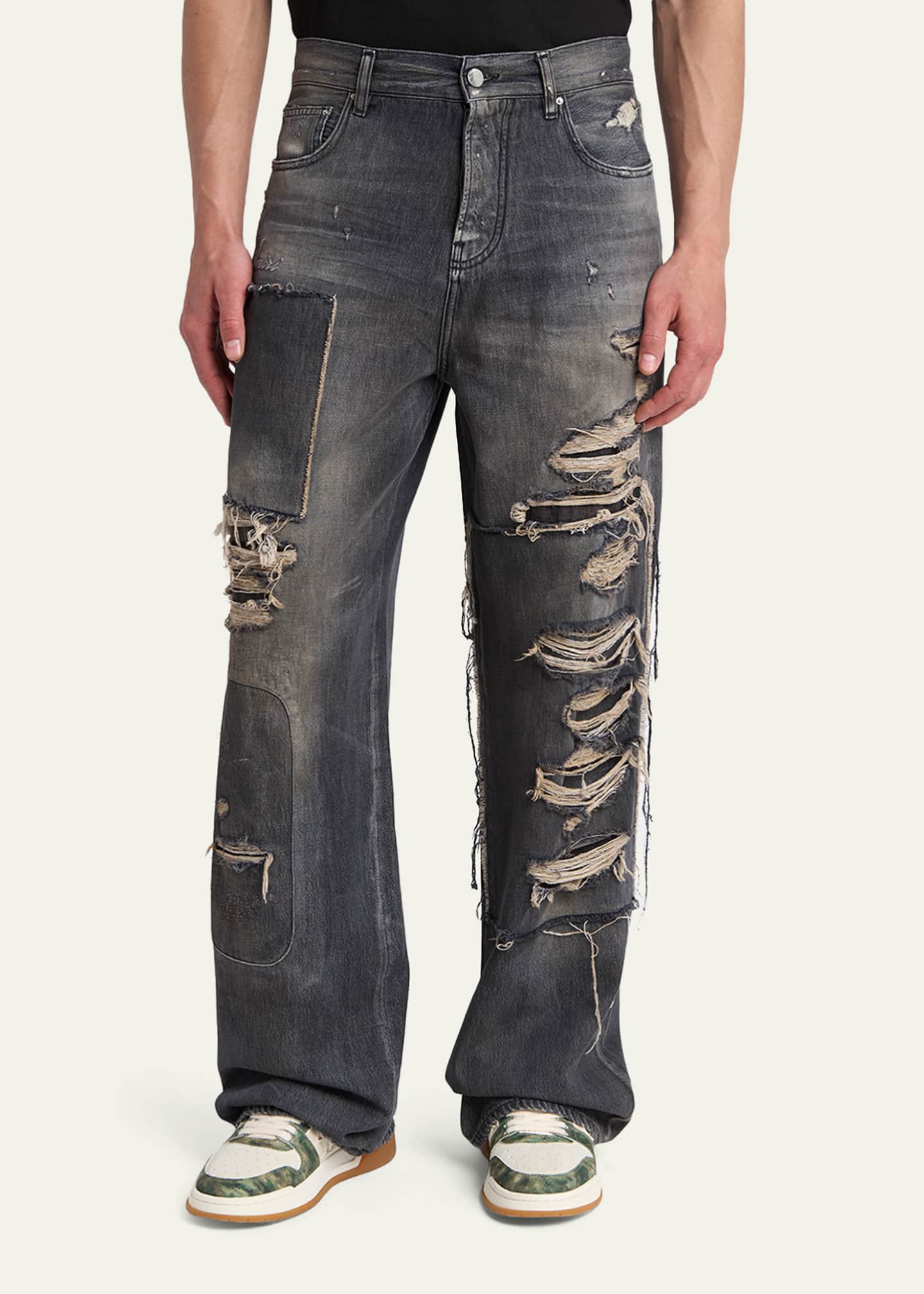 Amiri Men's Distressed Stretch Straight-Fit Jeans - Bergdorf Goodman