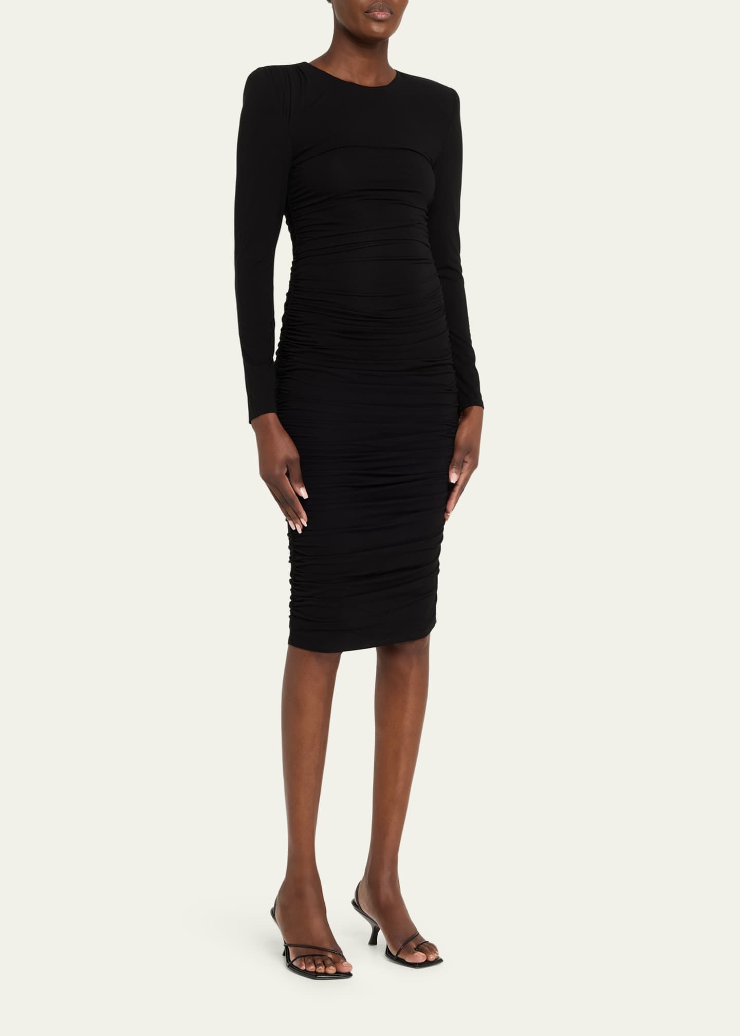 l'agence black dress L'AGENCE Flyn Lace Midi Dress In Black main image 1