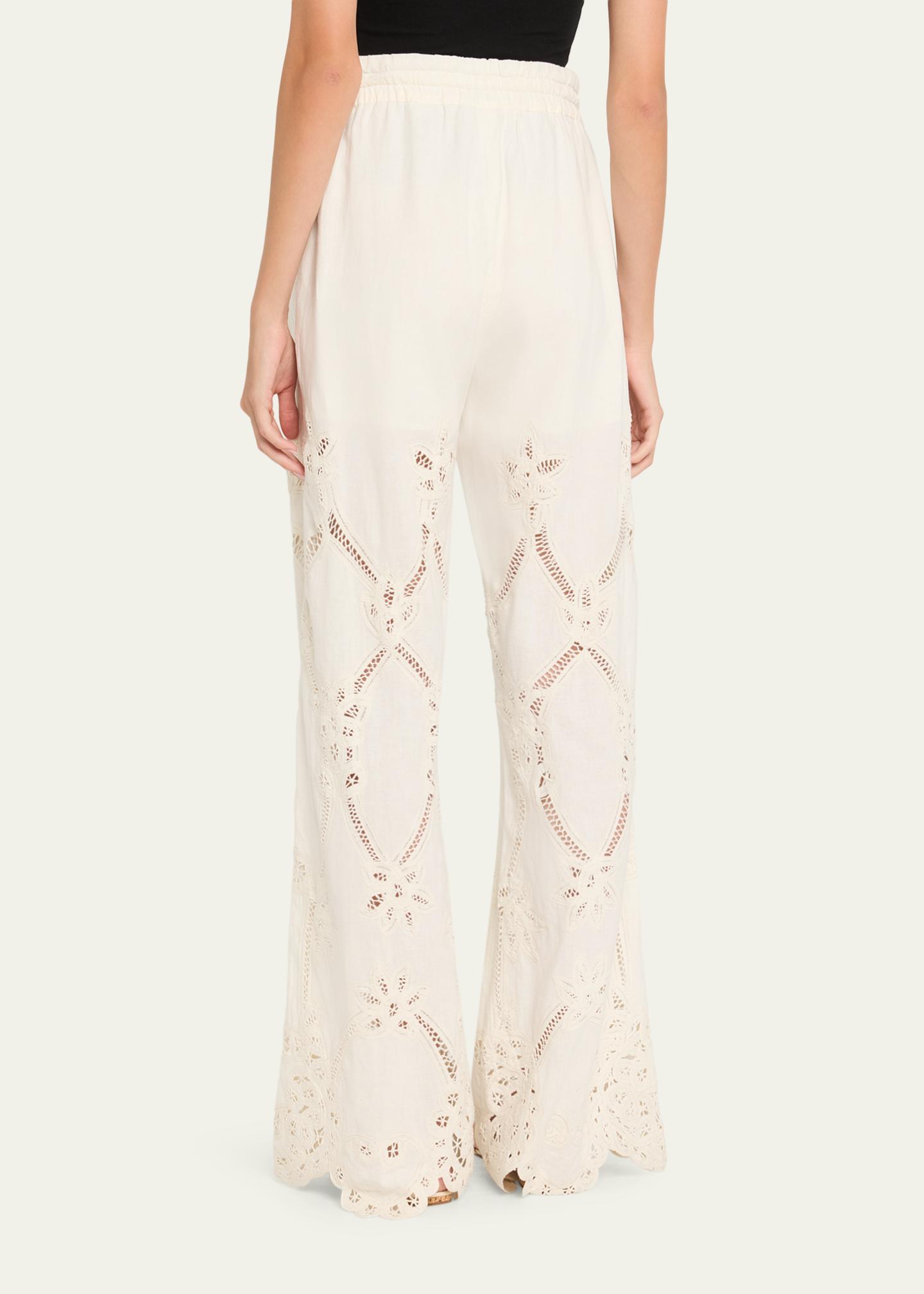 Veronica Beard Daisy Wide-Leg Eyelet Pants - Bergdorf Goodman