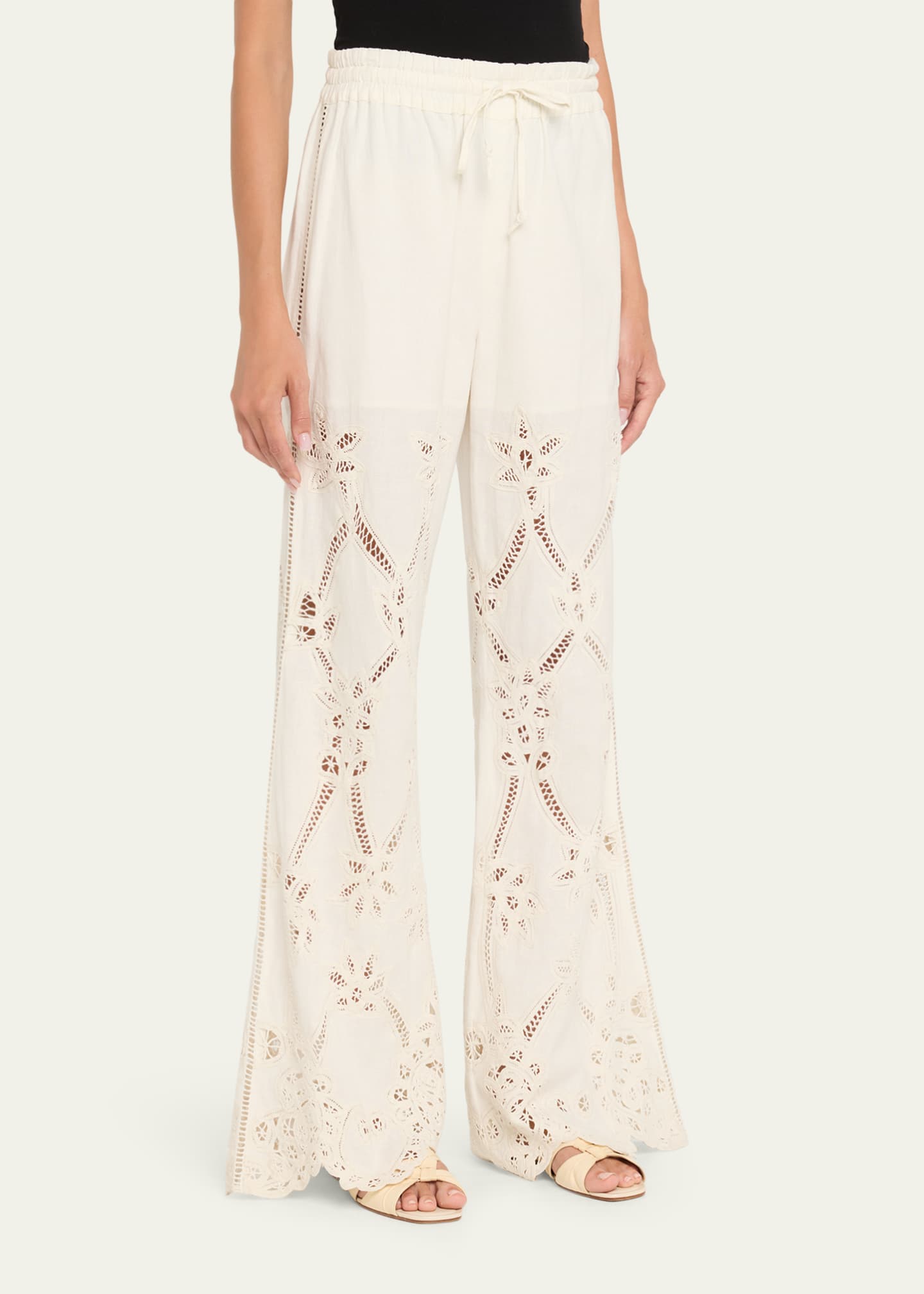 Veronica Beard Daisy Wide-Leg Eyelet Pants - Bergdorf Goodman display picture 1