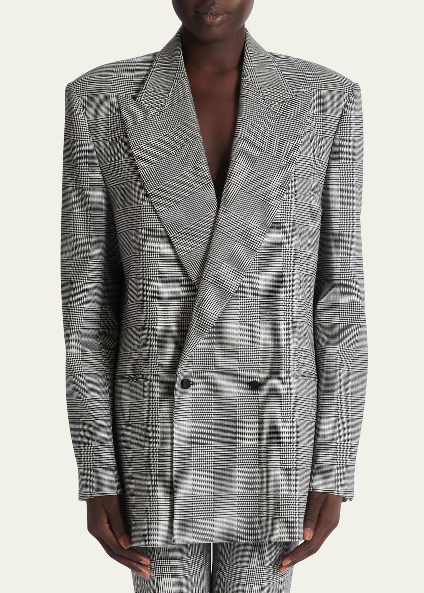 Balmain Prince Of Wales Double-Breasted Blazer Jacket - Bergdorf