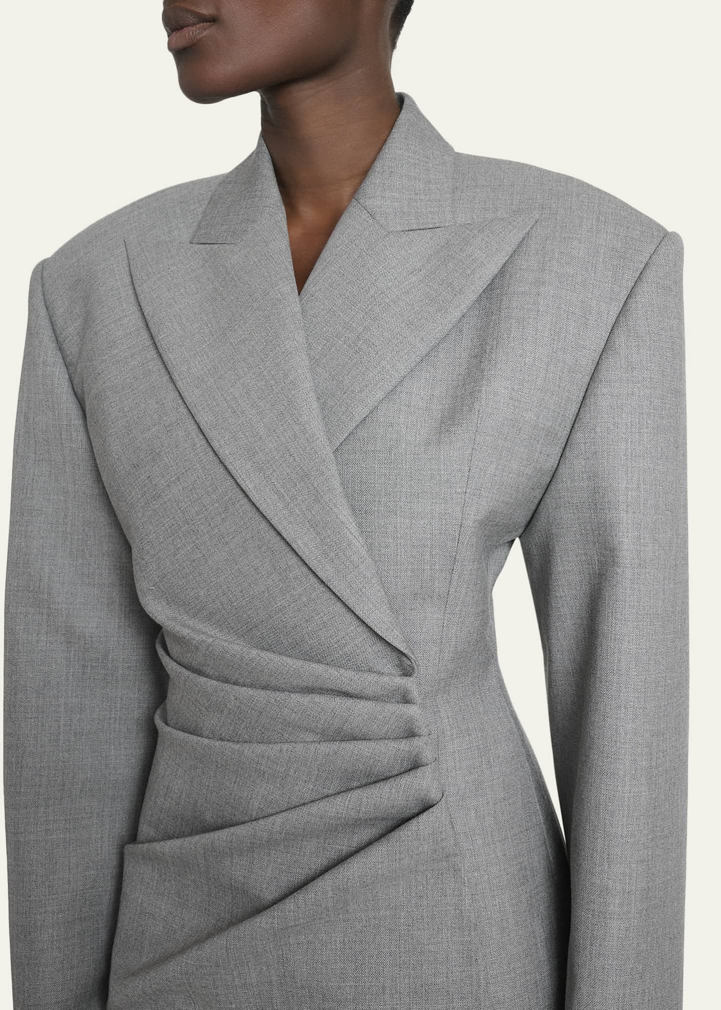 balmain one shoulder blazer dress Dotted tweed one-shoulder dress - Women
