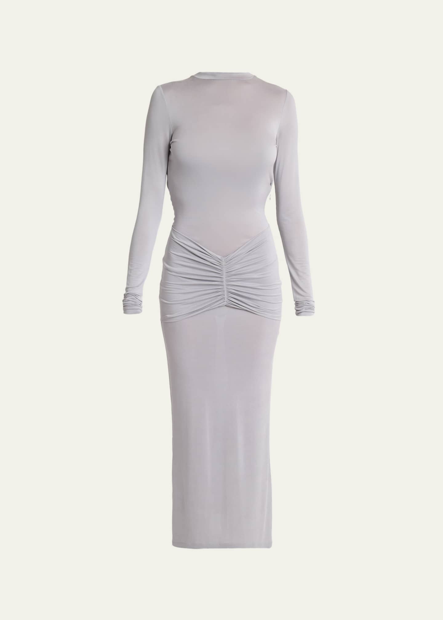 Balmain Ruched Jersey Chain Backless Midi Dress - Bergdorf Goodman