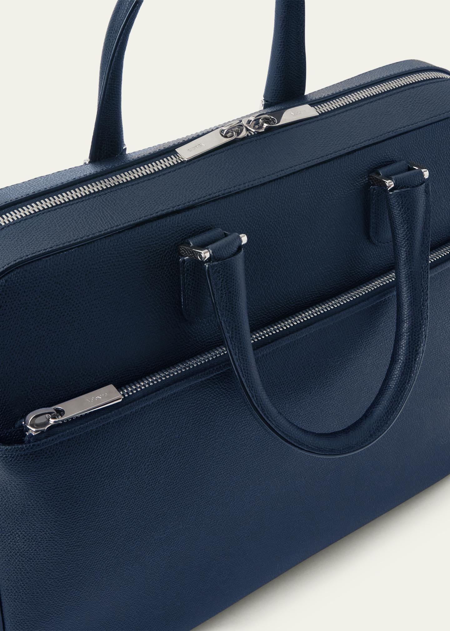 Valextra Men's Avietta Top-Handle Calfskin Briefcase with Zip