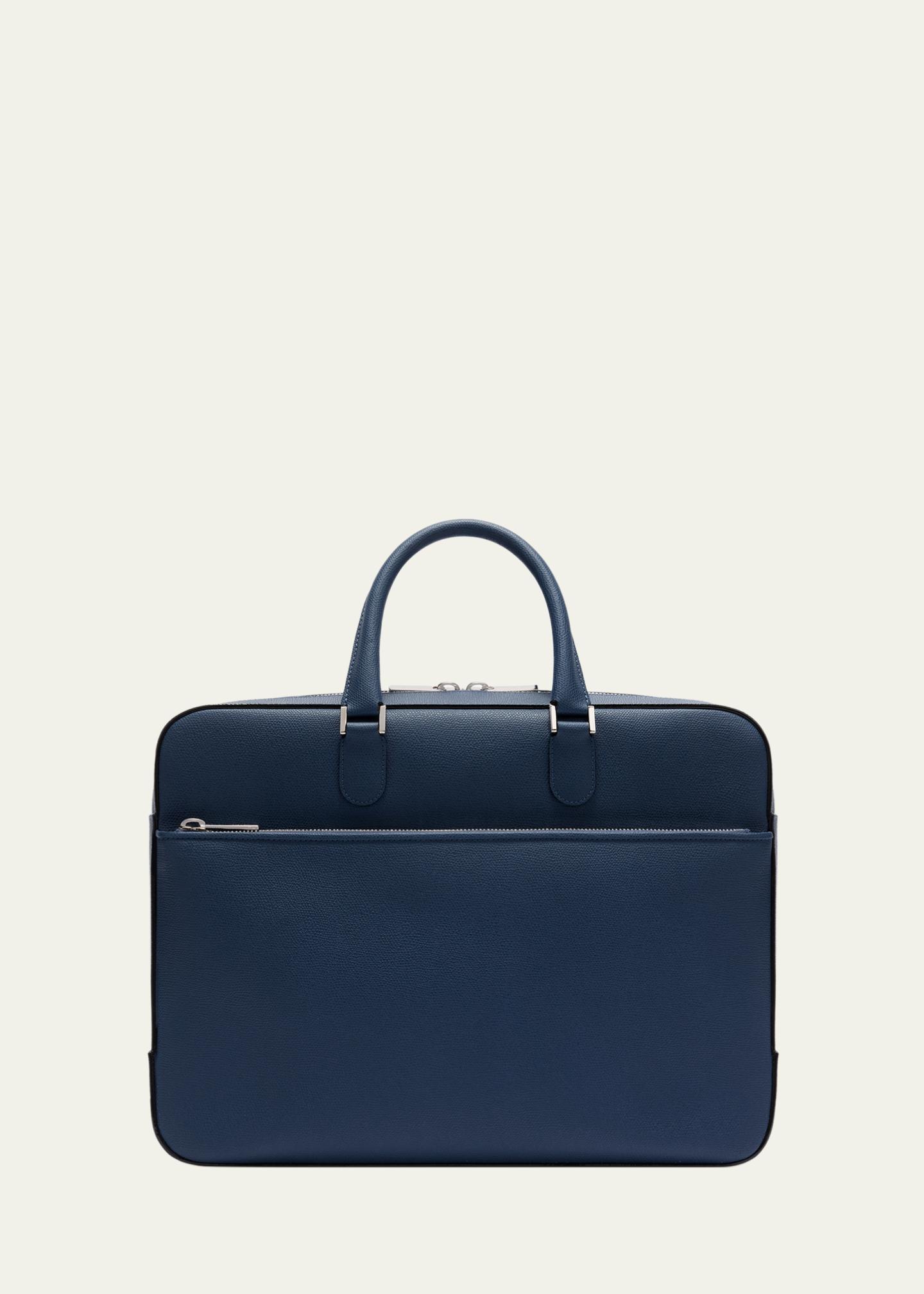 Valextra Men's Avietta Top-Handle Calfskin Briefcase with Zip