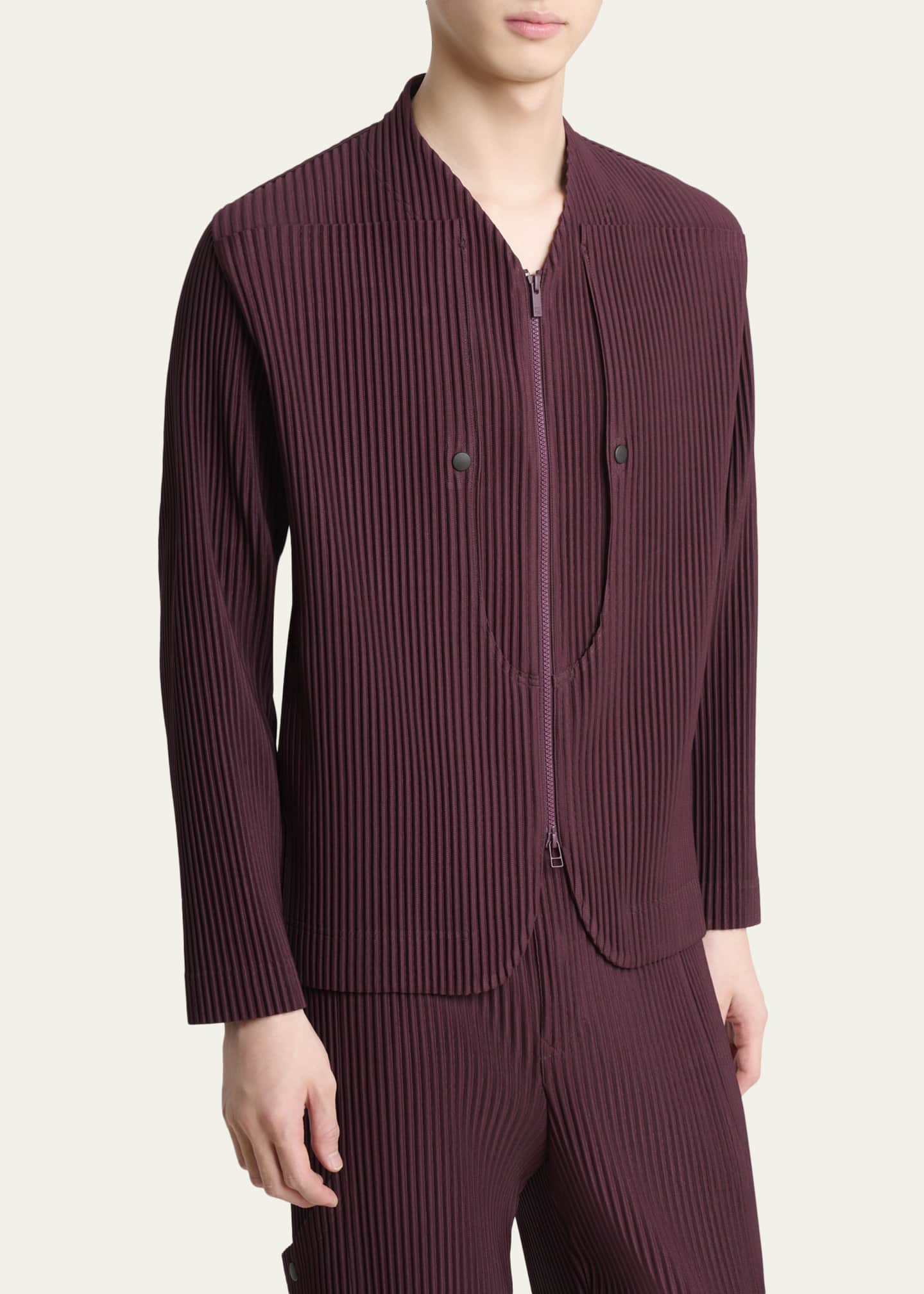Homme Plisse Issey Miyake Men's Quarry Pleated Full-Zip Jacket