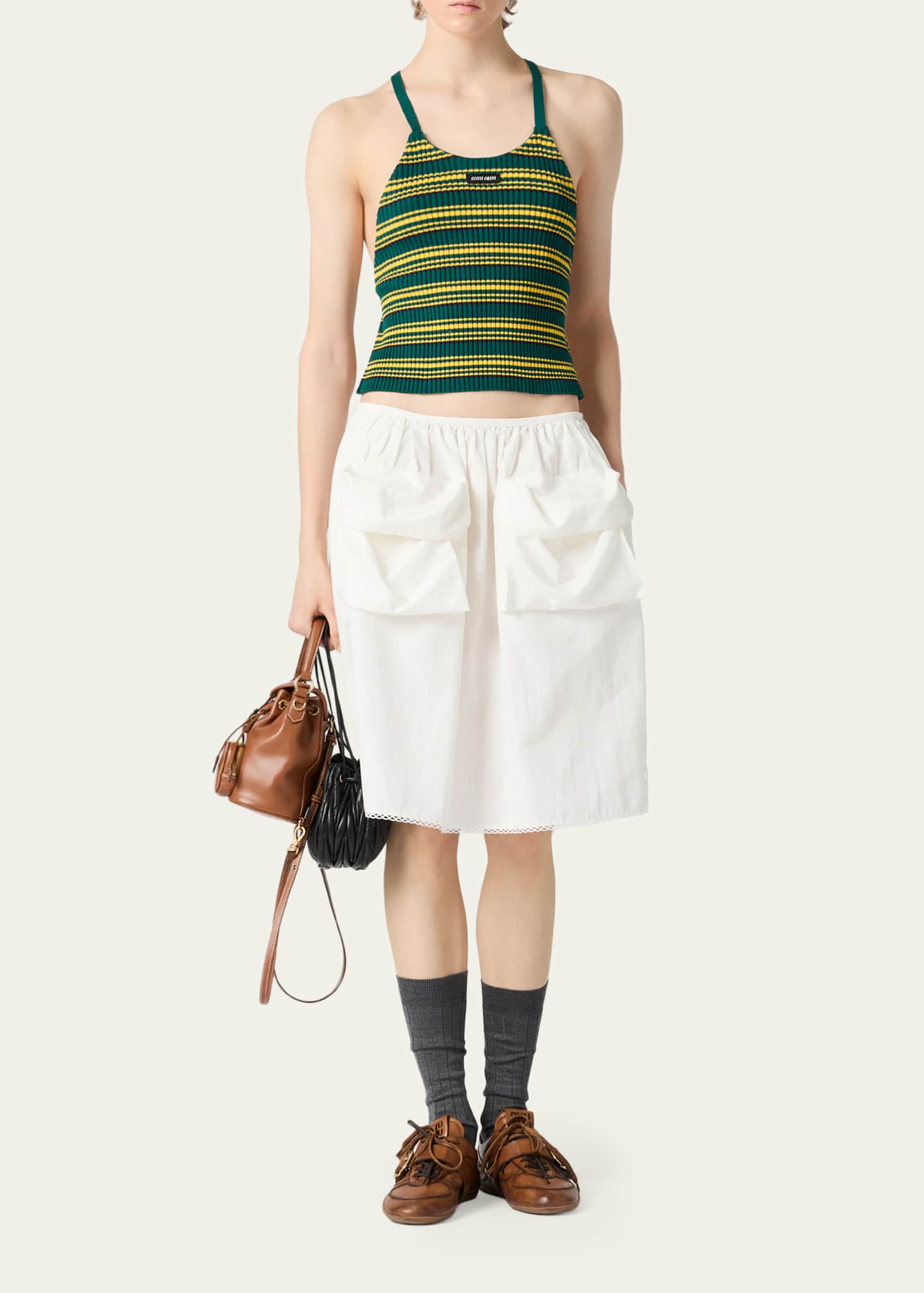 Miu Miu Striped Knit Strappy Backless Tank Top - Bergdorf Goodman