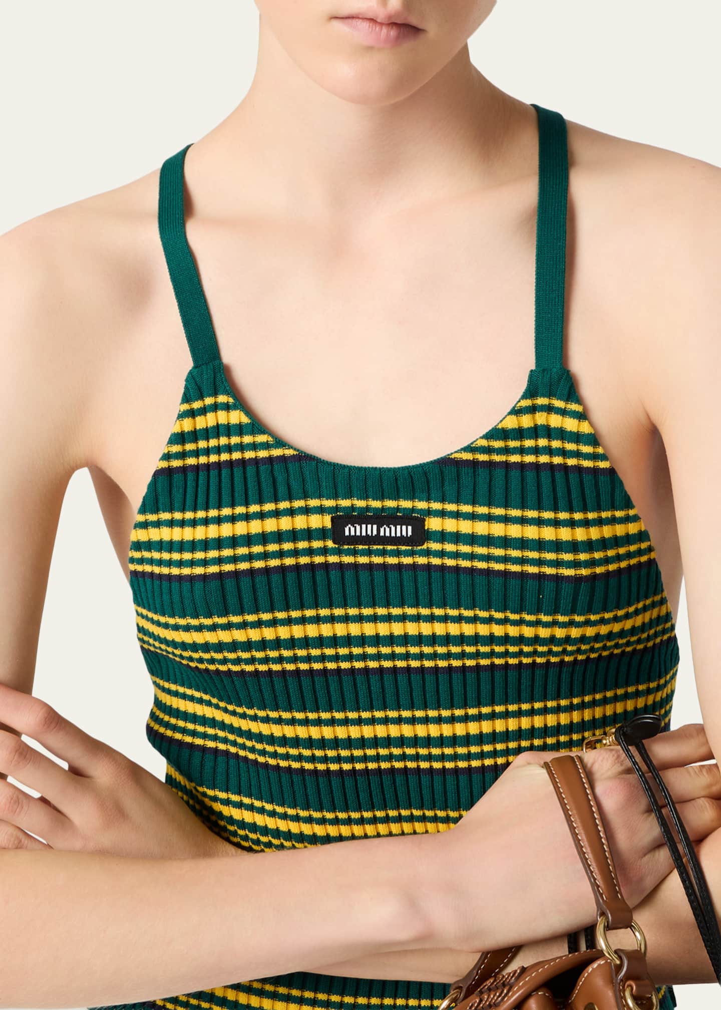 Miu Miu Striped Knit Strappy Backless Tank Top - Bergdorf Goodman