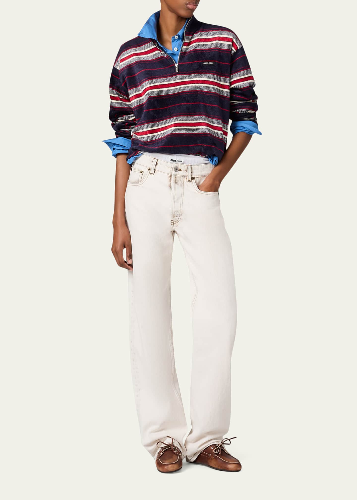 Miu Miu Mid-Rise Straight-Leg Denim Pants - Bergdorf Goodman