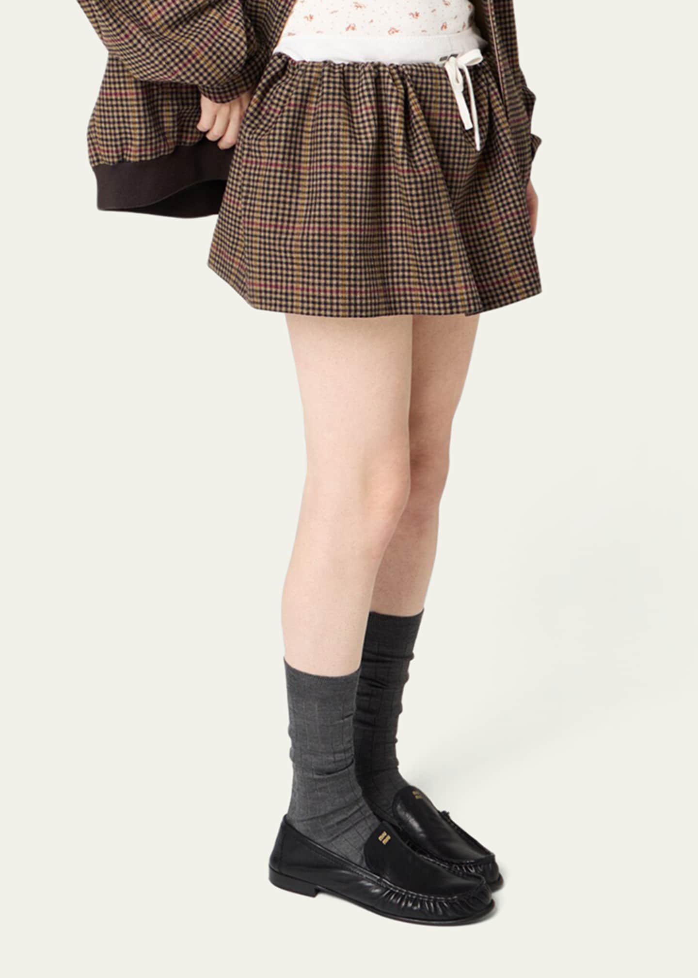 Miu Miu Check Wool Drawstring Mini Skirt - Bergdorf Goodman
