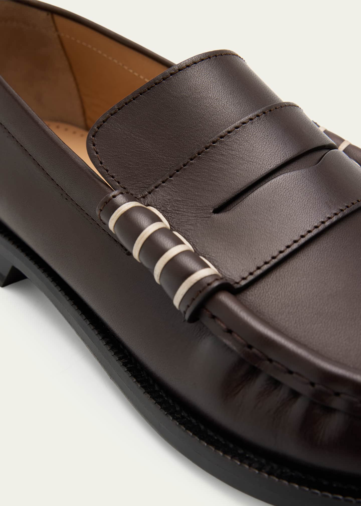 JW Anderson Men's Leather Moccasin-Toe Penny Loafers - Bergdorf