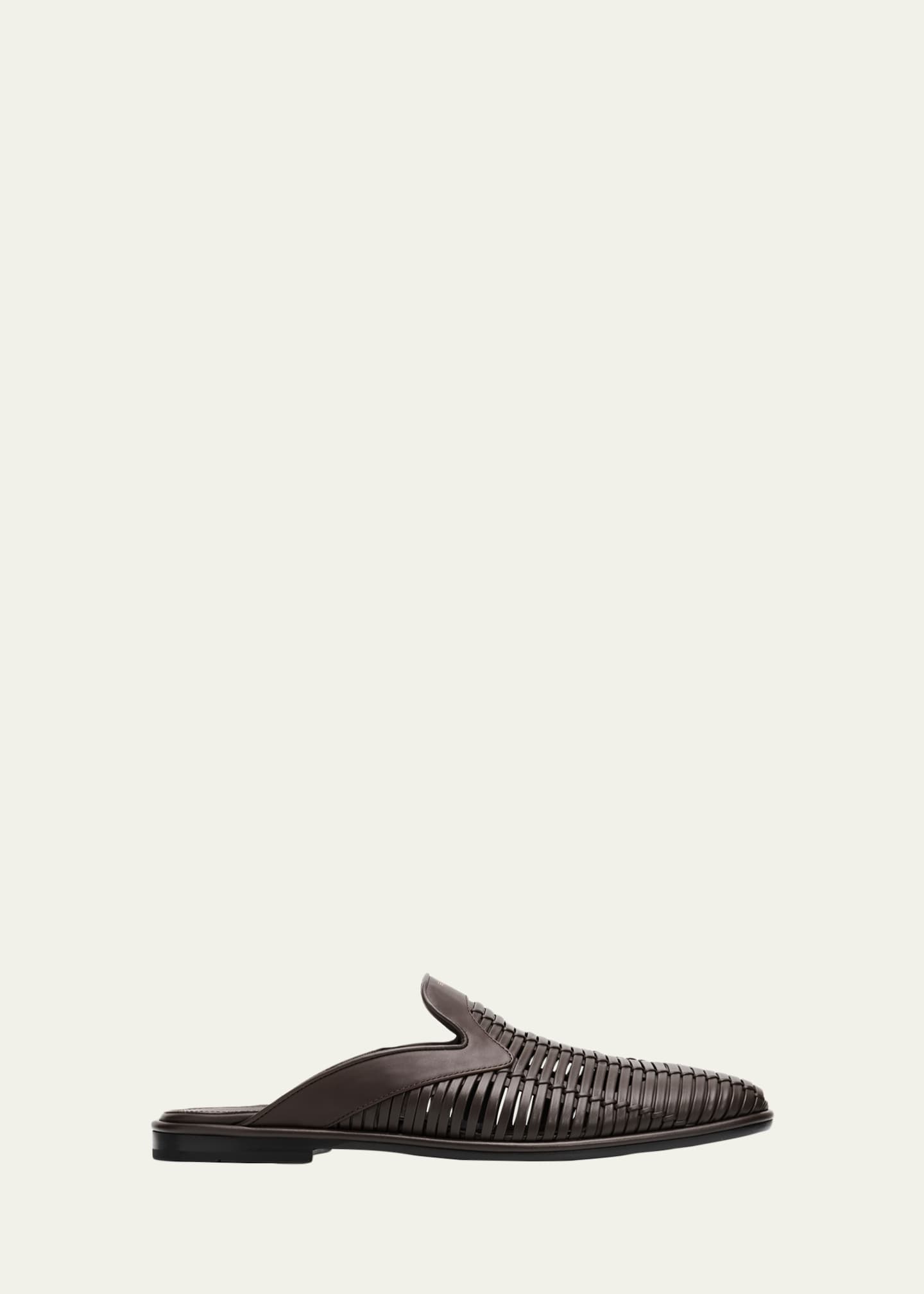 Ferragamo Men's Double-Stitched Leather Slide Mules - Bergdorf Goodman