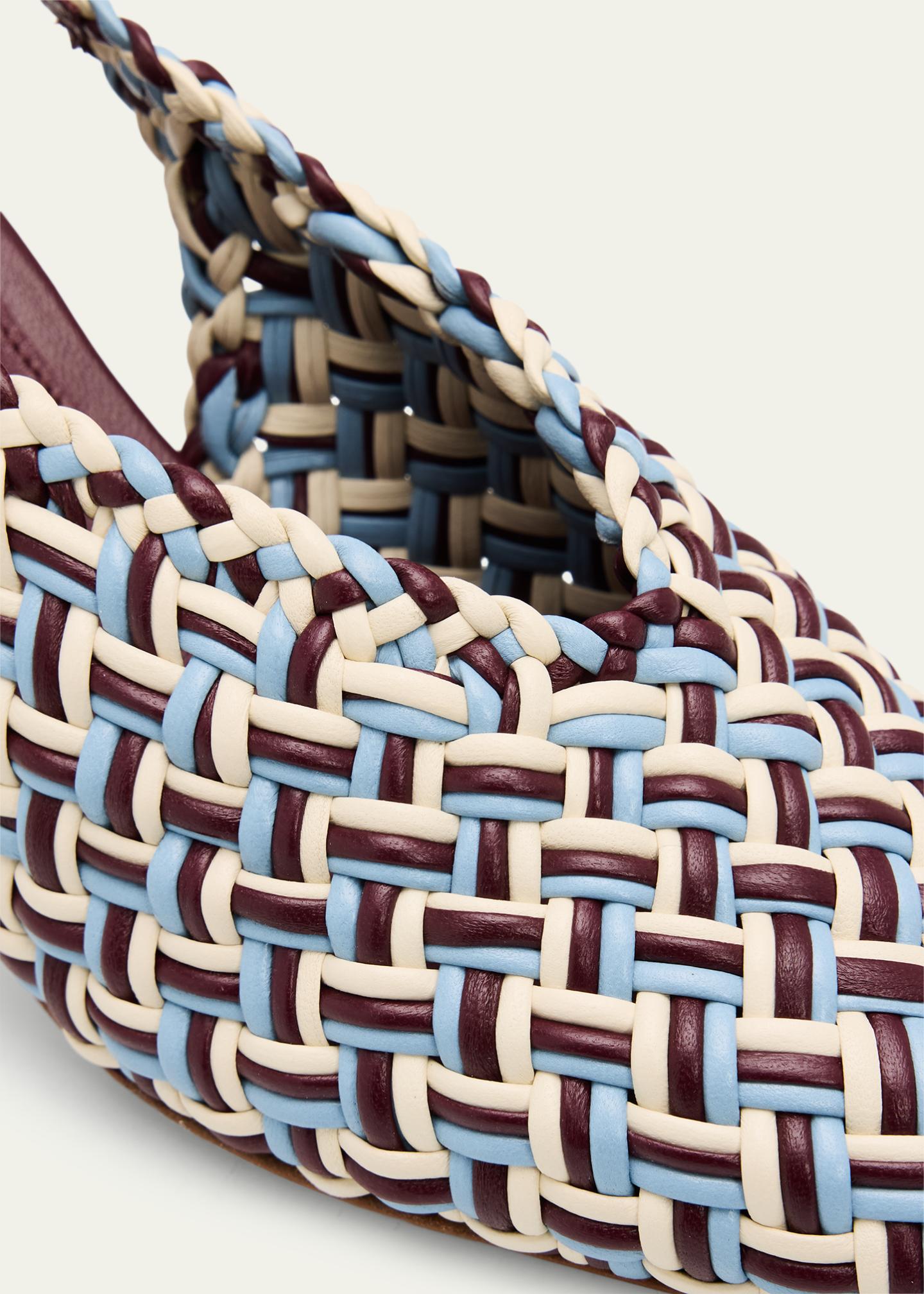 Bottega Veneta 60mm Sofia Intrecciato Leather Slingback Pumps