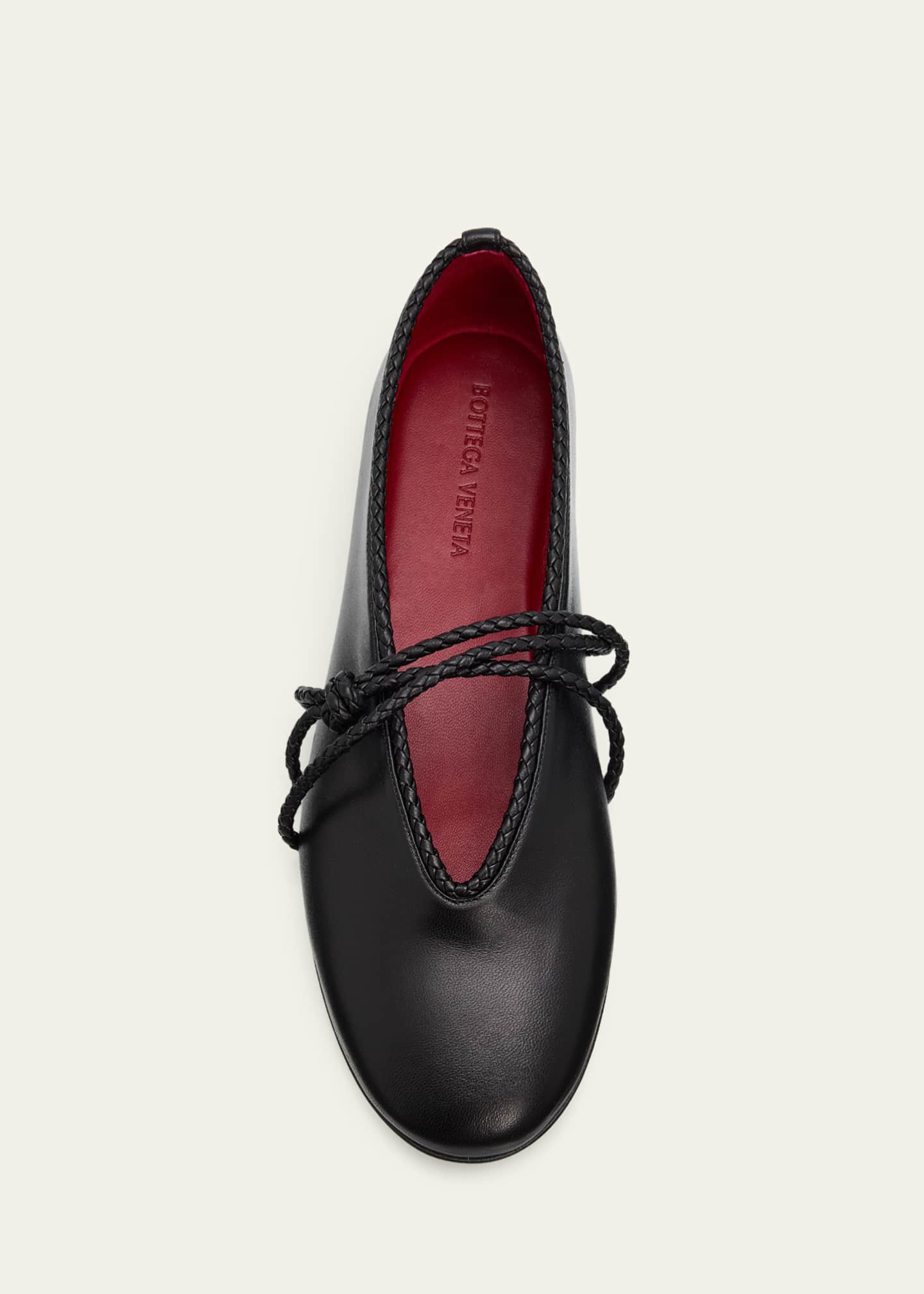 Bottega Veneta Lucia Lagoon Nappa Leather Ballerina Flats