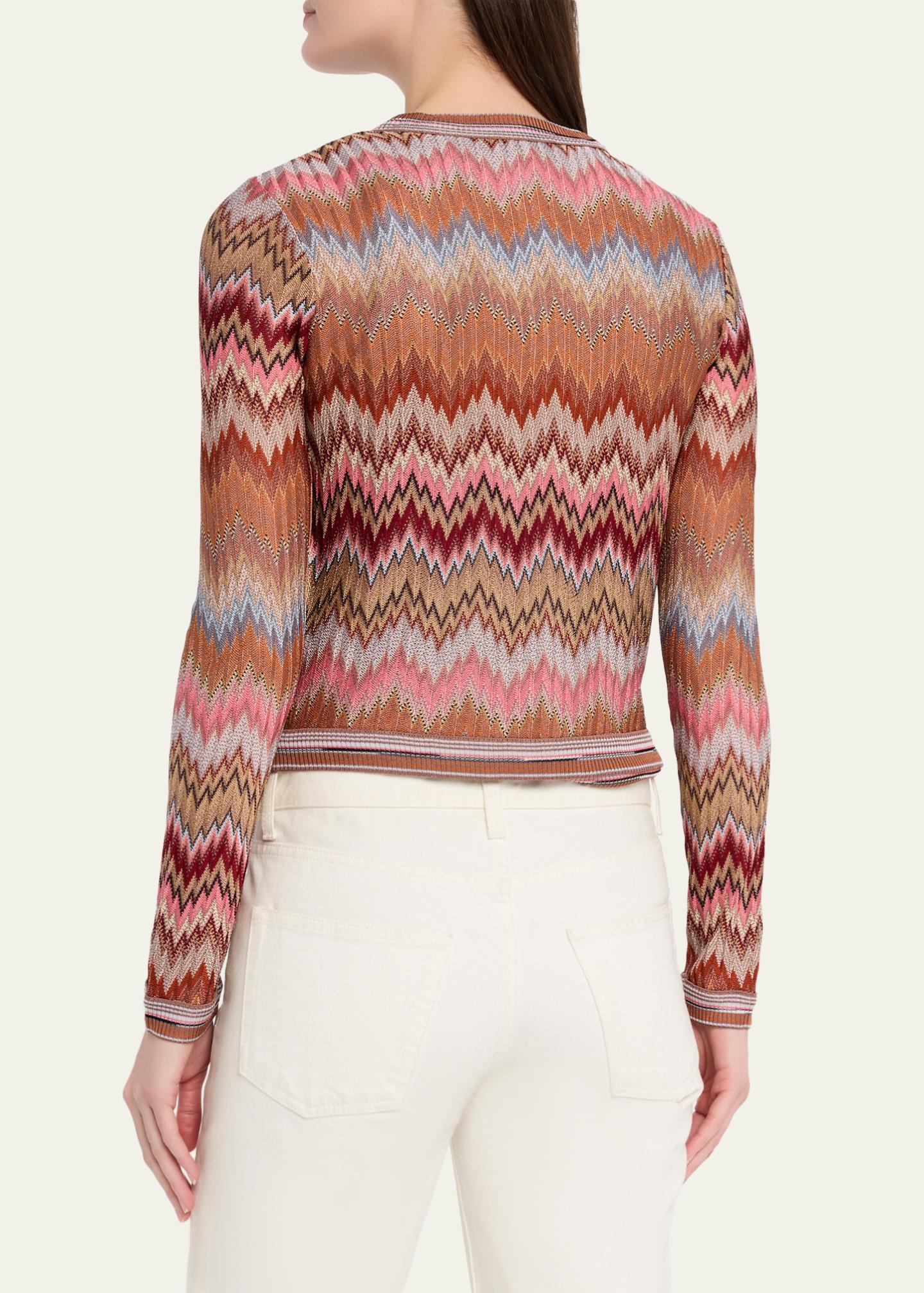 マウリッツィオ ペコラーロ カシミヤ リネン混 ニットアンサンブル Missoni Multicolor Snake Chevron Crewneck Cardigan - Bergdorf Goodman