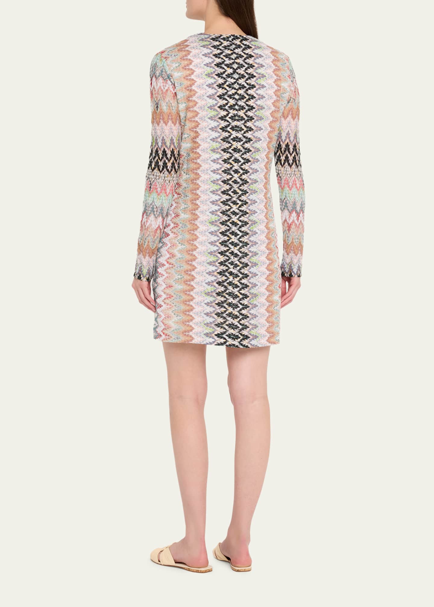 missoni long sleeve dress Missoni long sleeve maxi dress in beige orange with modern stripes