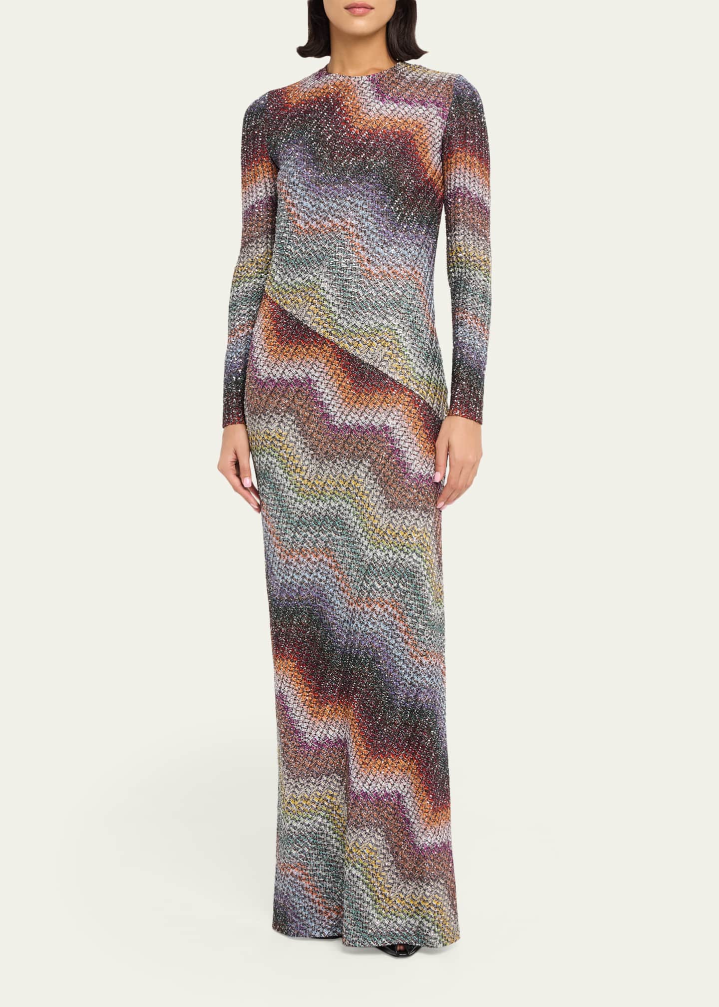 missoni knit maxi dress Missoni Zigzag Knit Sequin Maxi Dress
